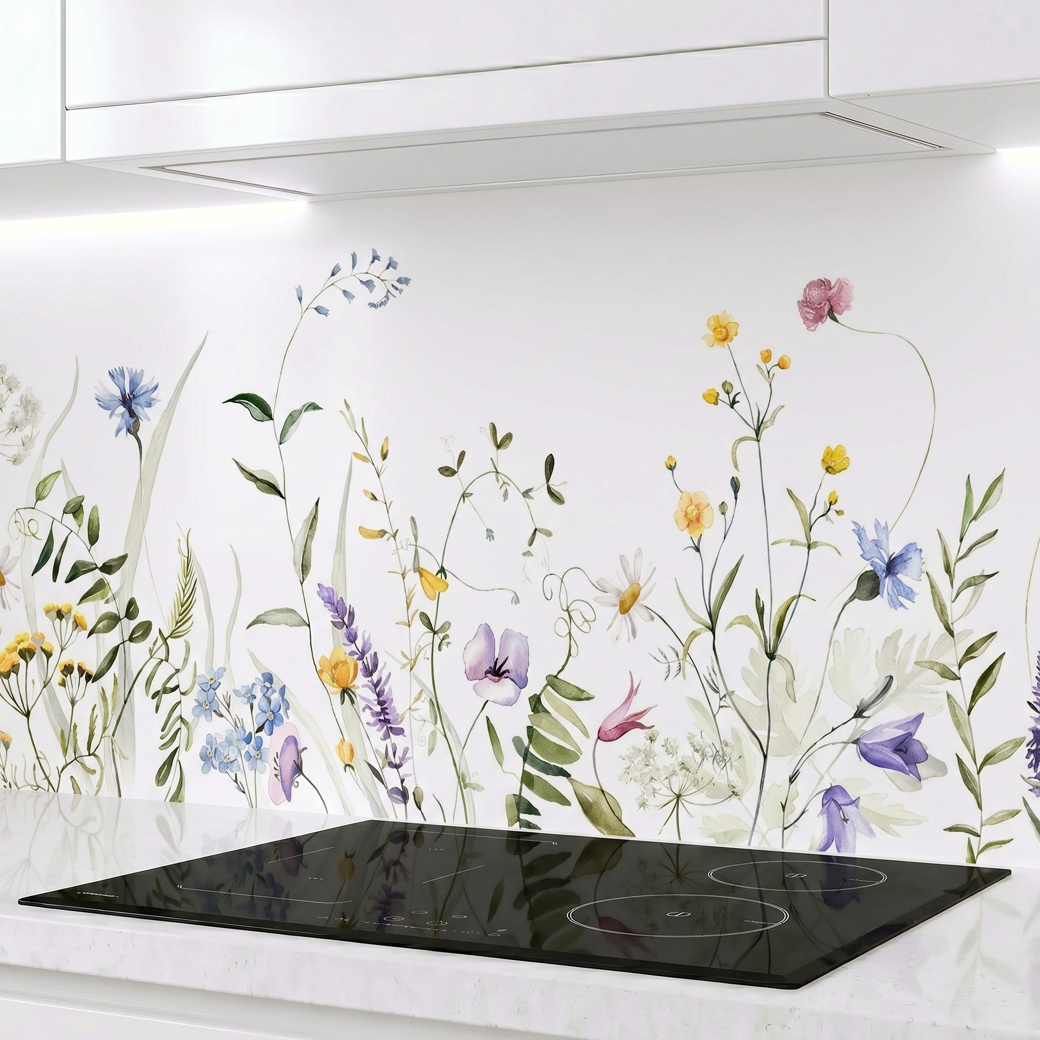 Rodnik Küchenrückwand Sommerblumen, monolithische ABS-Platte mit Direktdruck, formstabil und langlebig