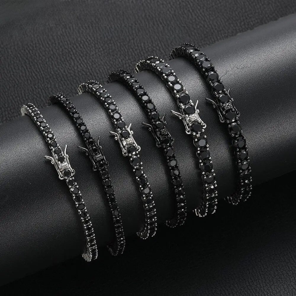 ROUGEMONT Tennisarmband Funkelndes Tennisarmband Damen Herren Armband Schwarz, Für Damen und Herren