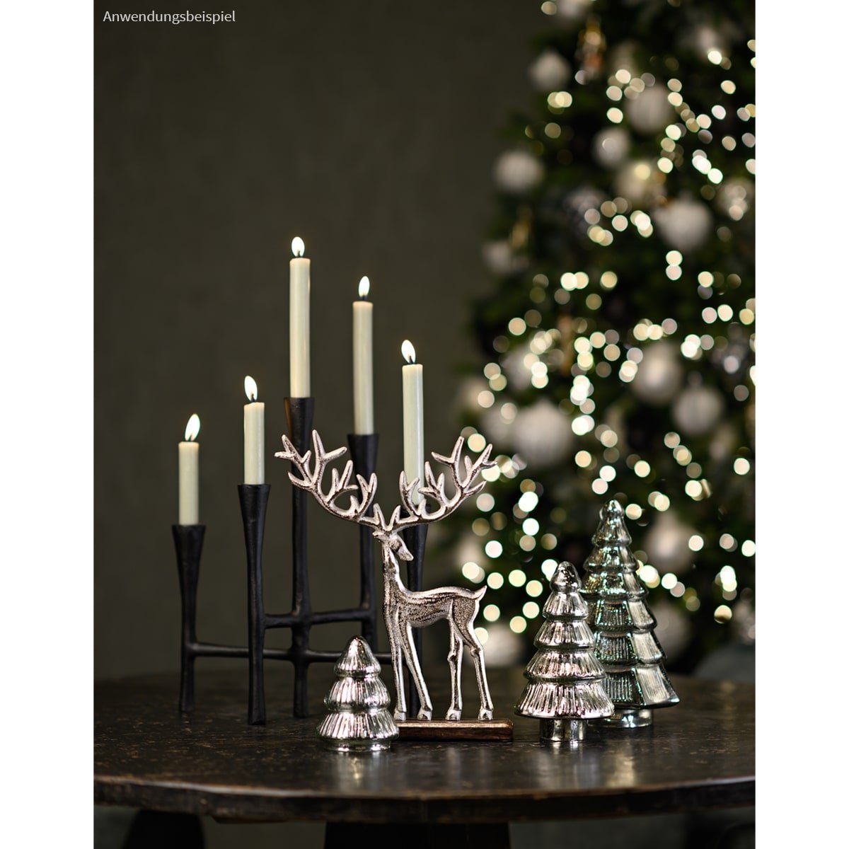 Weihnachtsdeko Set (2 Tannenbäume Dekofiguren matches21 & silber Dekofigur HOBBY HOME St) Glas