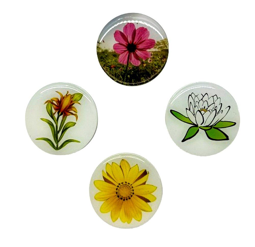 STECKEL Wanddekoobjekt 4x Steckdosenabdeckung mit bunten Blumen Staubschutz, MS-483