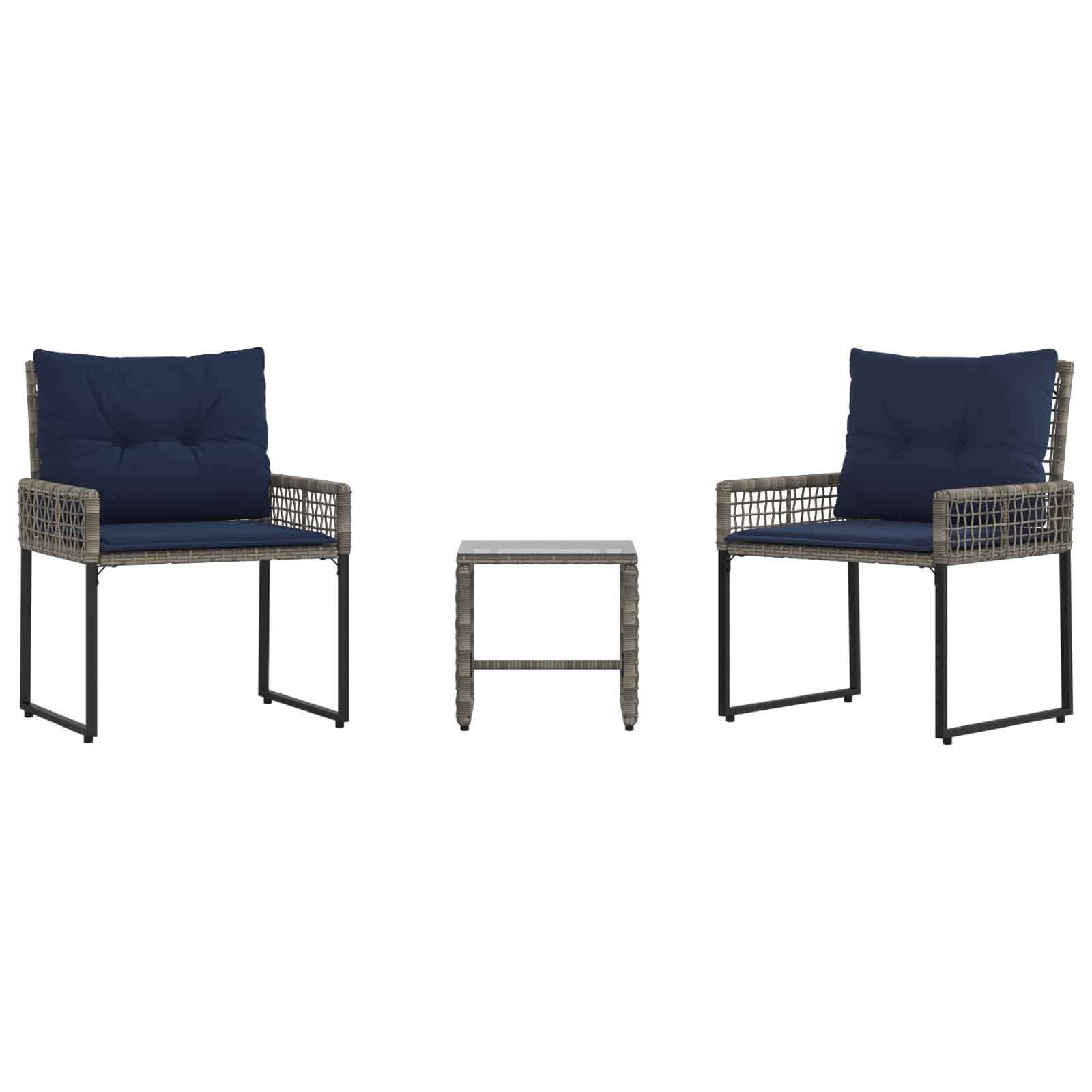 vidaXL Gartenlounge-Set Gartenmöbel Set mit Kissen Stahl, (3-tlg)