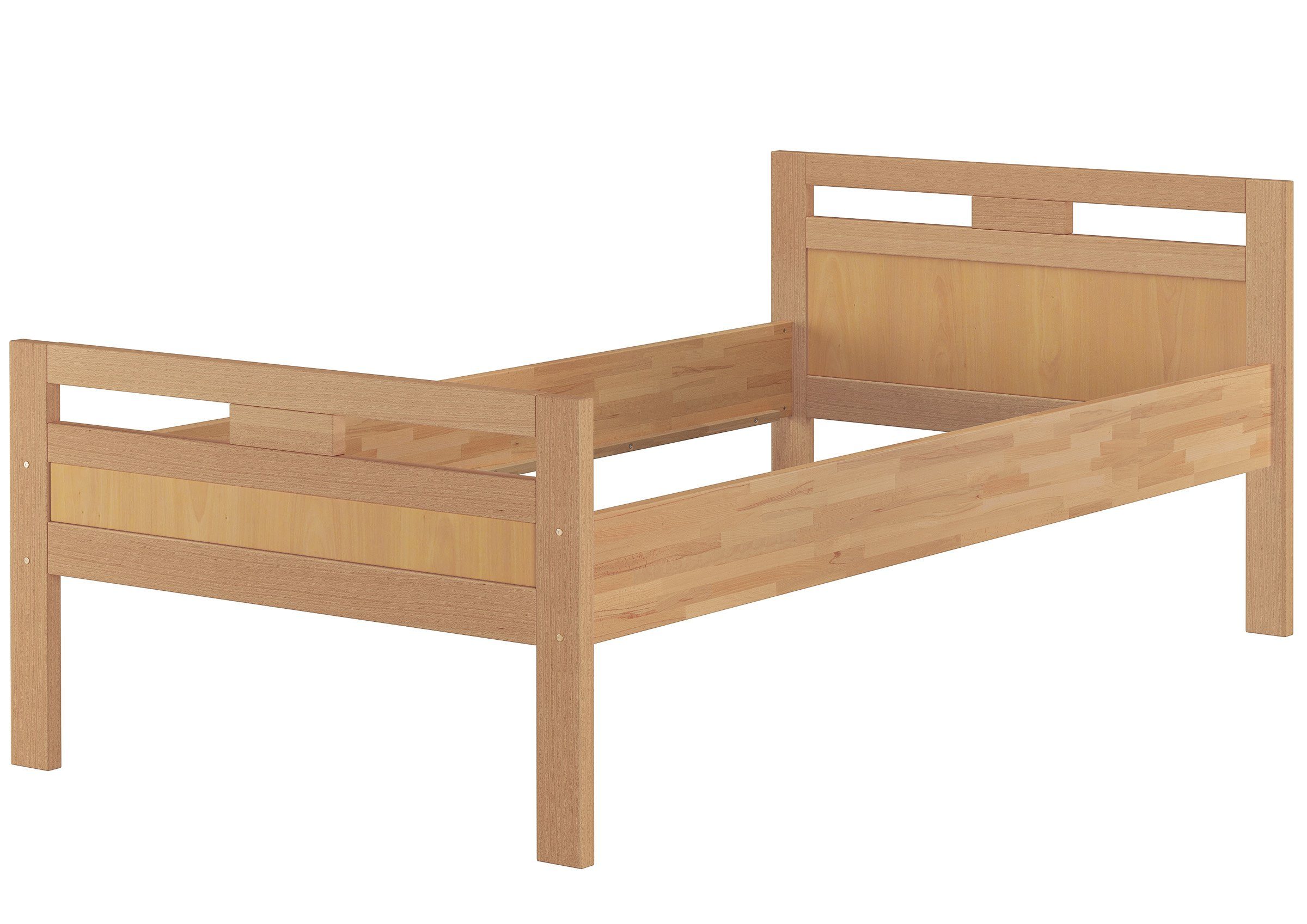 ERST-HOLZ Bett Massivholzbett Seniorenbett Buche natur 100x200 Einzelbett Hohes Bett Komforthöhe 60.74-10 oR, Massivholzbett Seniorenbett Buche natur 100x200 Einzelbett Hohes Bett Komforthöhe 60.74-10 oR