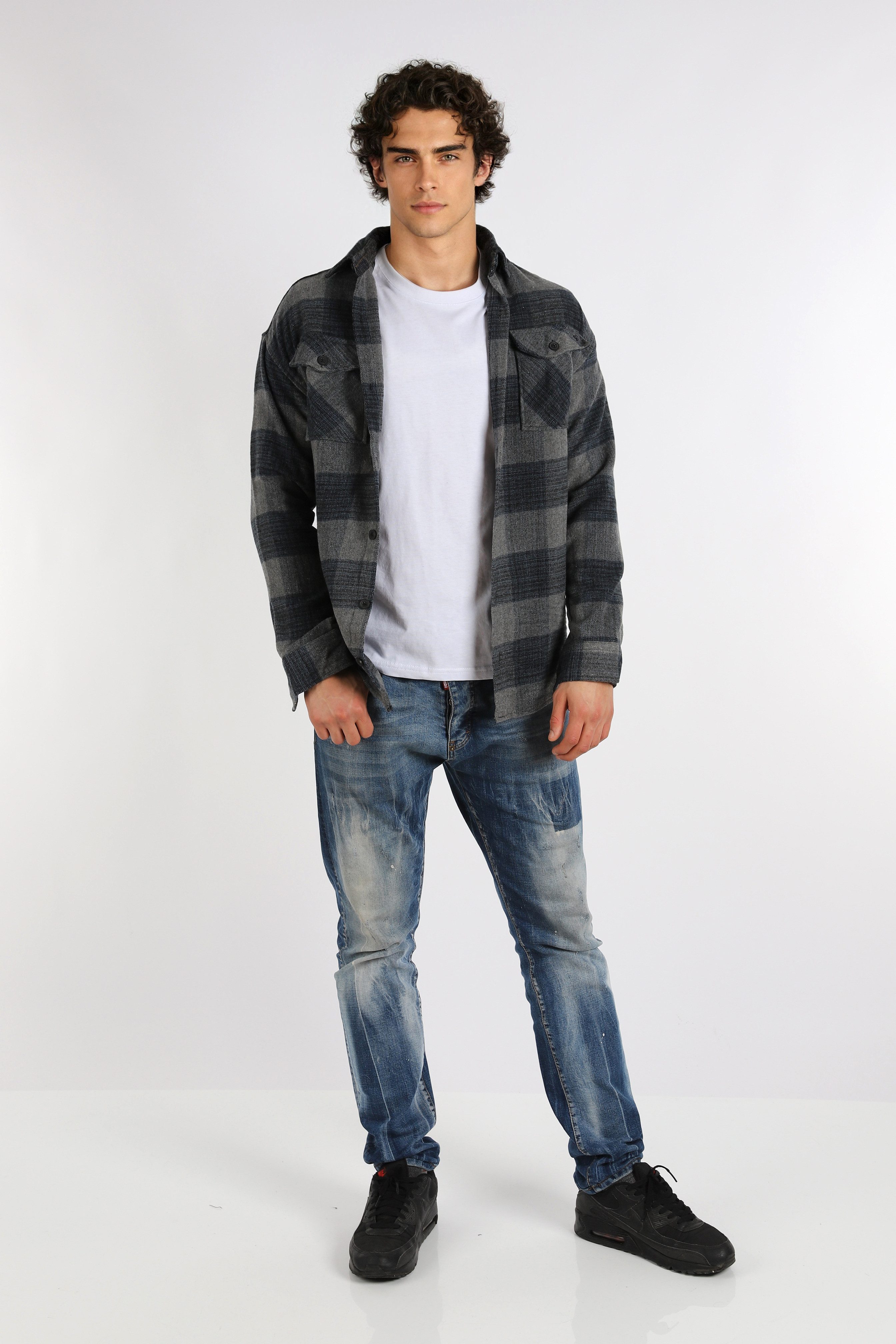 Megaman Jeans Flanellhemd Herren Holzfällerhemd Flanellhemd Kariert Freizeithemd Jacke