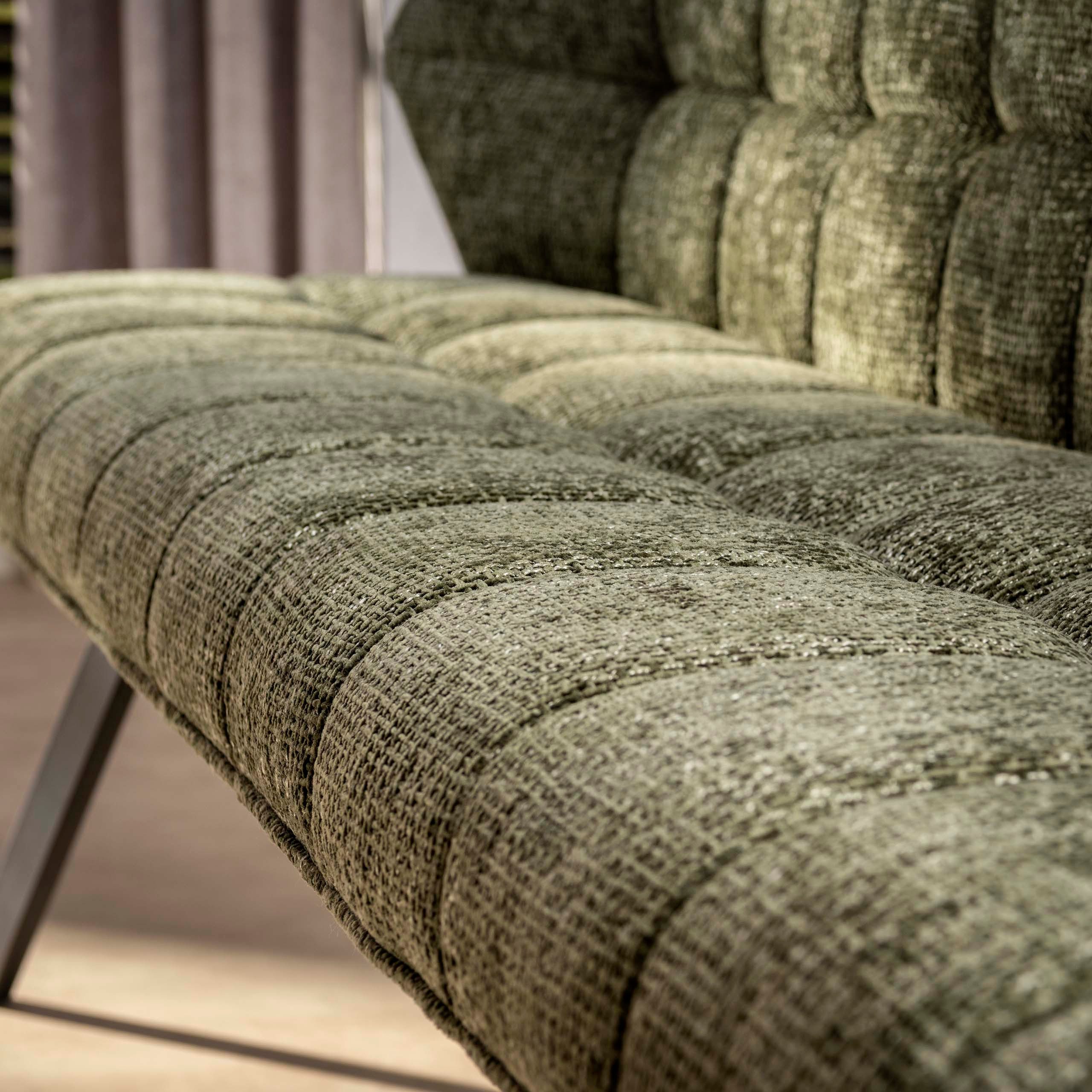 Maison ESTO Essbank Küchenbank RINO Esstischbank 180 cm grün weiches Chenille, frei im Raum stellbar - mit Rückenlehne