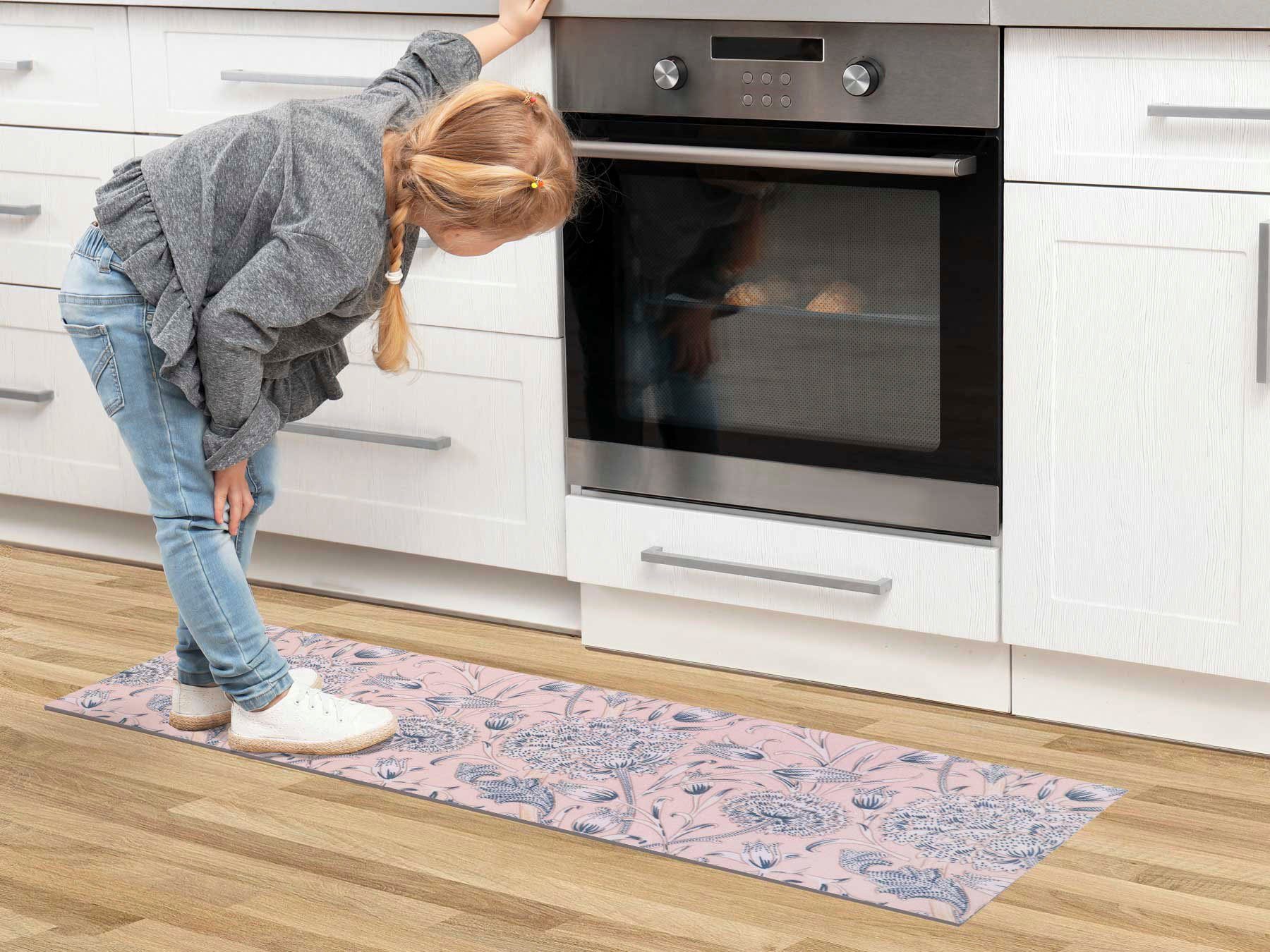 Primaflor-Ideen in Textil Küchenläufer FLOWERS, Made in Belgium, rechteckig, Höhe: 6,5 mm, Motiv Blumen, rutschhemmend, waschbar, Küche