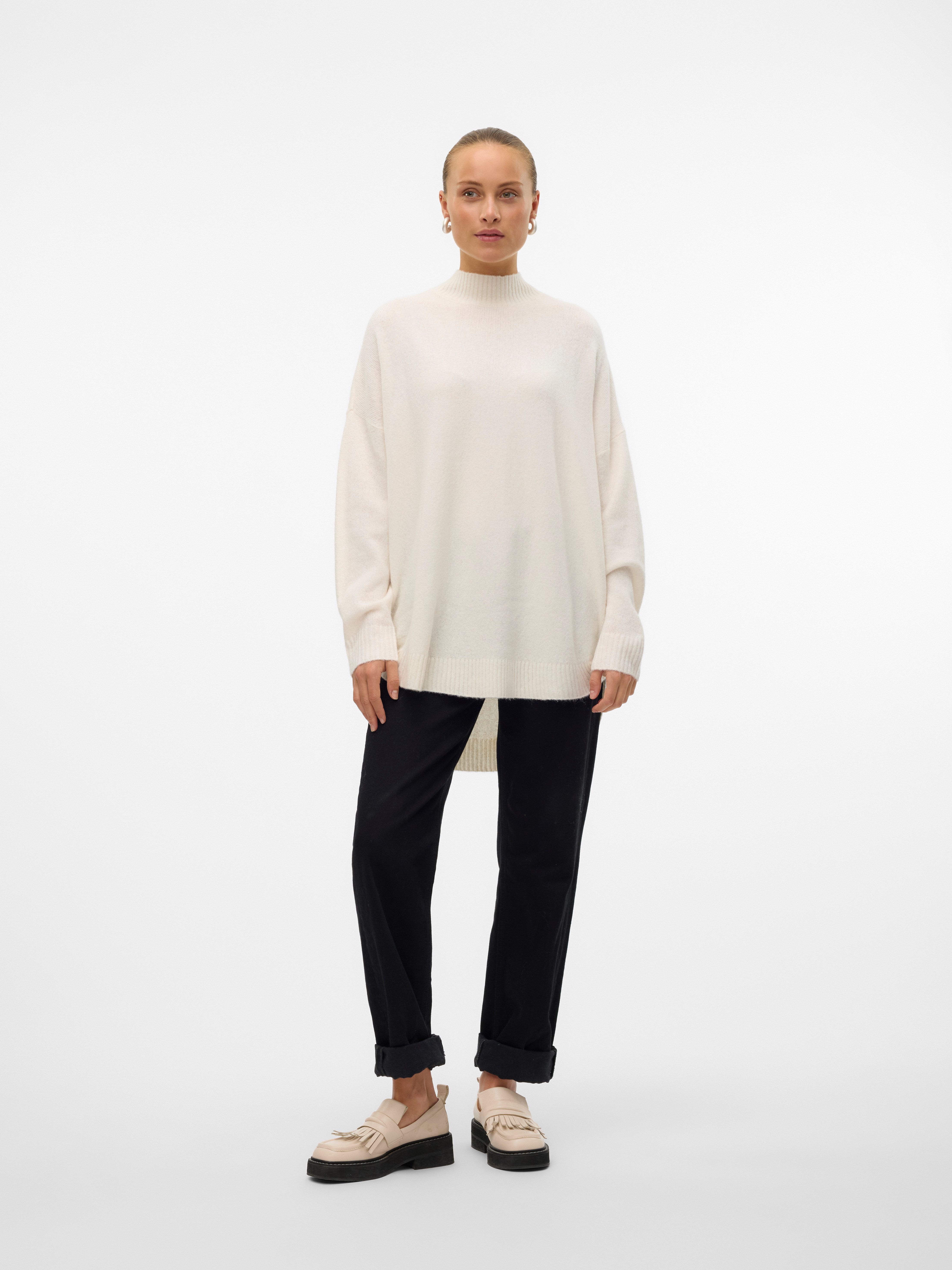 Vero Moda Strickpullover VMPLAZA LS HIGHNECK LONG PULLOVER GA BOO
