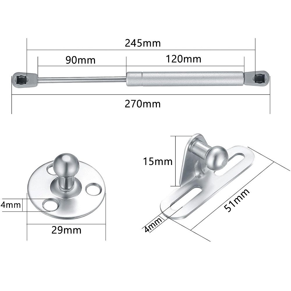 TUWENA Druckregler 4 Stück Hydraulic Gasdruckfeder, 100 Nm/10 kg Gasdruckdämpfer,Gasfeder