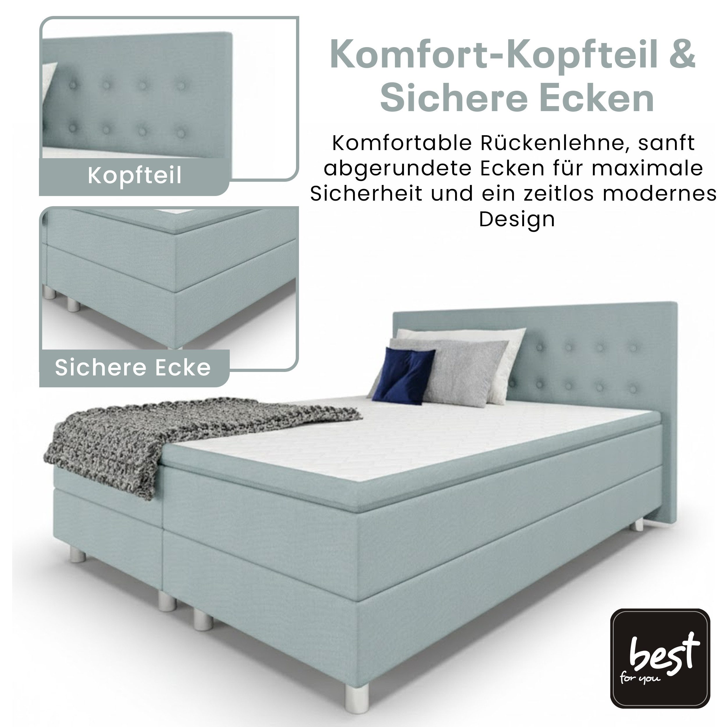 Best for Home Boxbett Neo Sawana Bonellfederkernmatratze mit 5 cm Topper (90x200 120x200 140x200 160x200 180x200 200x200), der Klassiker, TOP Preis-Leistungs-Verhältnis