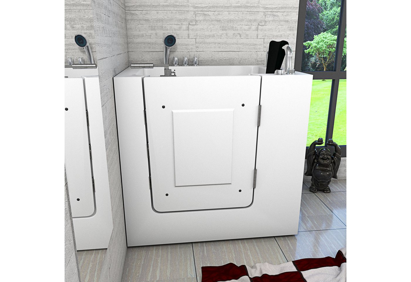 Thumbnail - AcquaVapore Whirlpool-Badewanne AcquaVapore Sitzwanne Whirlpool Wanne mit Tür S02WP-TH-A-R 78x100cm, (1-tlg)
