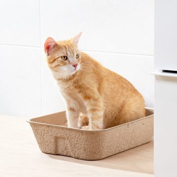 Navaris Katzentoilette Katzentoilette ohne Deckel - 3x Katzenklo Schale aus Papier