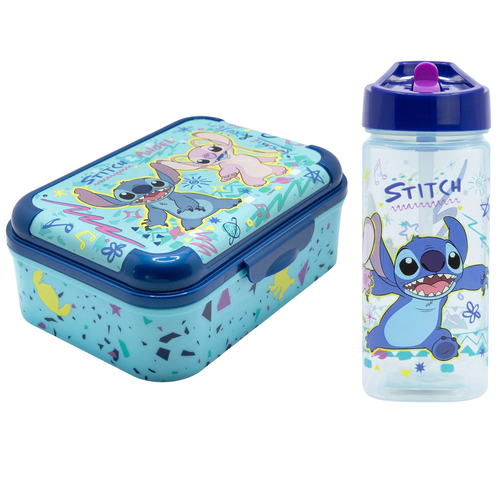 Disney Lunchbox Disney Lilo und Stitch Angel 2 tlg. Set Brotdose Trinkflasche 510 ml, (Spar-Set, 2-tlg., Spar-Set)