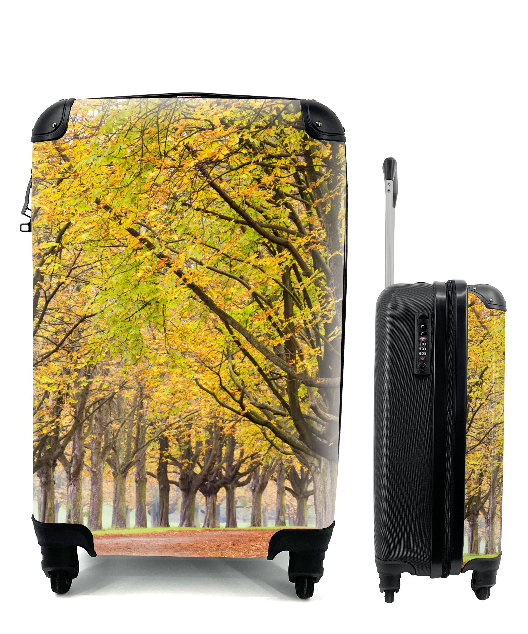 Reisetasche Rollen, rollen, Handgepäck Reisekoffer 4 für MuchoWow Trolley, Kastanienbäume mit im Herbst, Handgepäckkoffer Ferien,