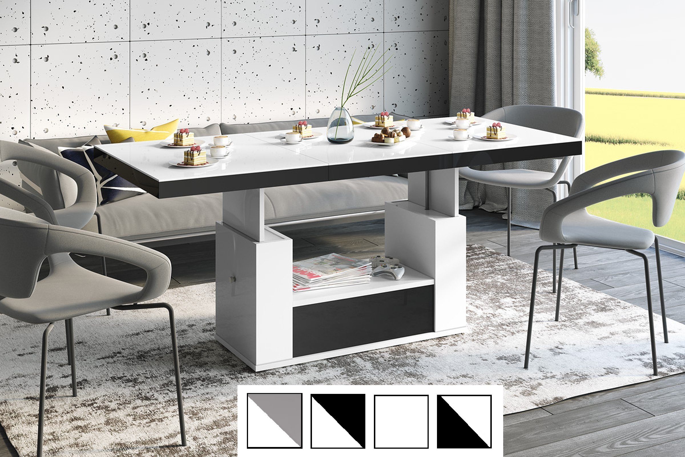 designimpex Couchtisch HM-111 Weiß / Schwarz günstig online kaufen
