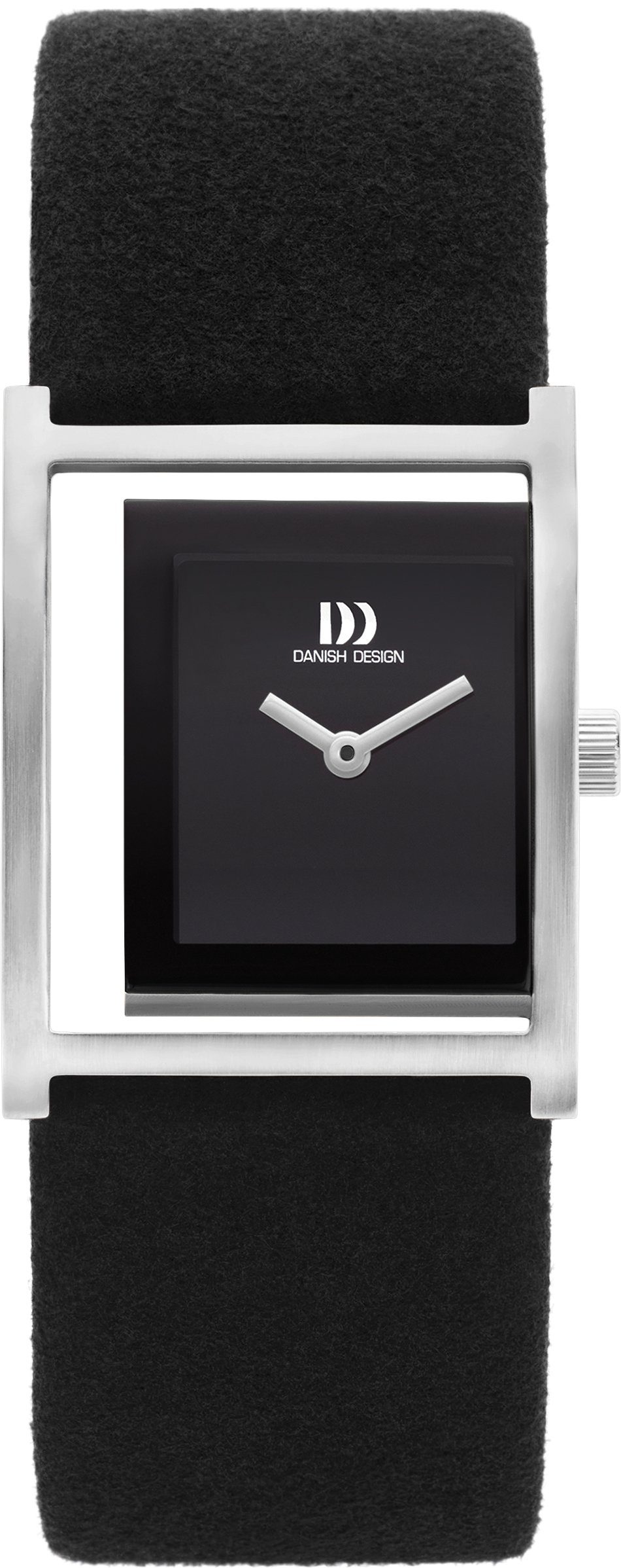 Danish Design Quarzuhr Designuhr schwarz Zifferblatt eckig Dezentrales PICO Microfaser-Uhrarmband