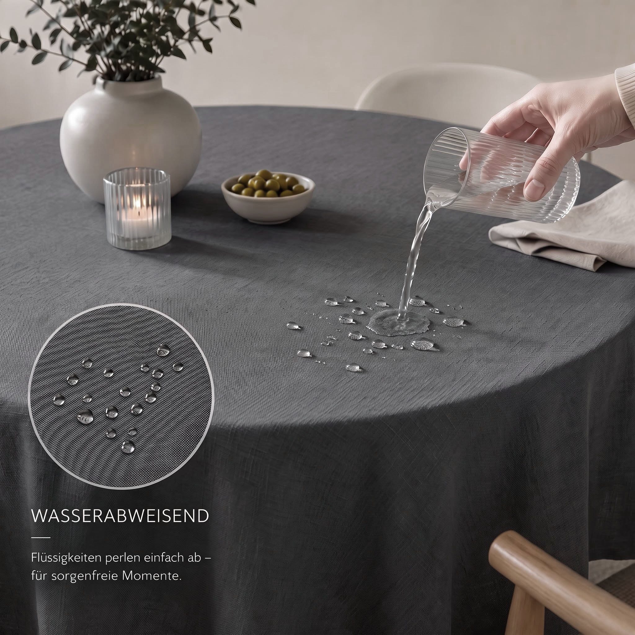 OTTO home Tischdecke Josée, wasserabweisend, in eckig & rund (Packung 1-tlg), strukturiert, Leinenoptik, uni,wasserabweisend, pflegeleicht, Deko