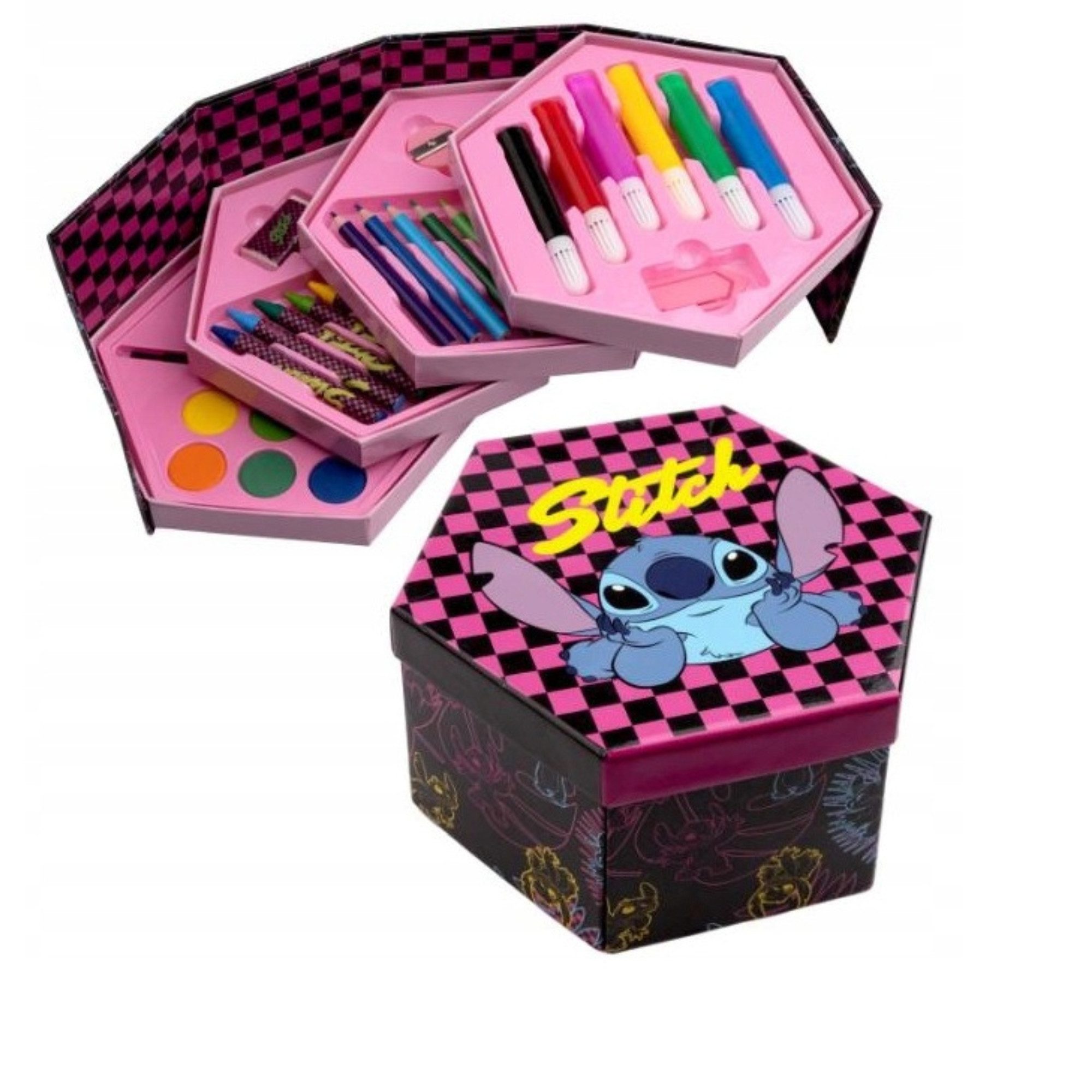 GOLDKIDS Malstift - Malset - Farbstifte Buntstifte, (Zeichenstifte Zeichenset Skizzierstifte, 1-tlg., Malbücher für Erwachsene oder Kinder - Kreativ-Set), - 46 teiliges -Stitch Motiv