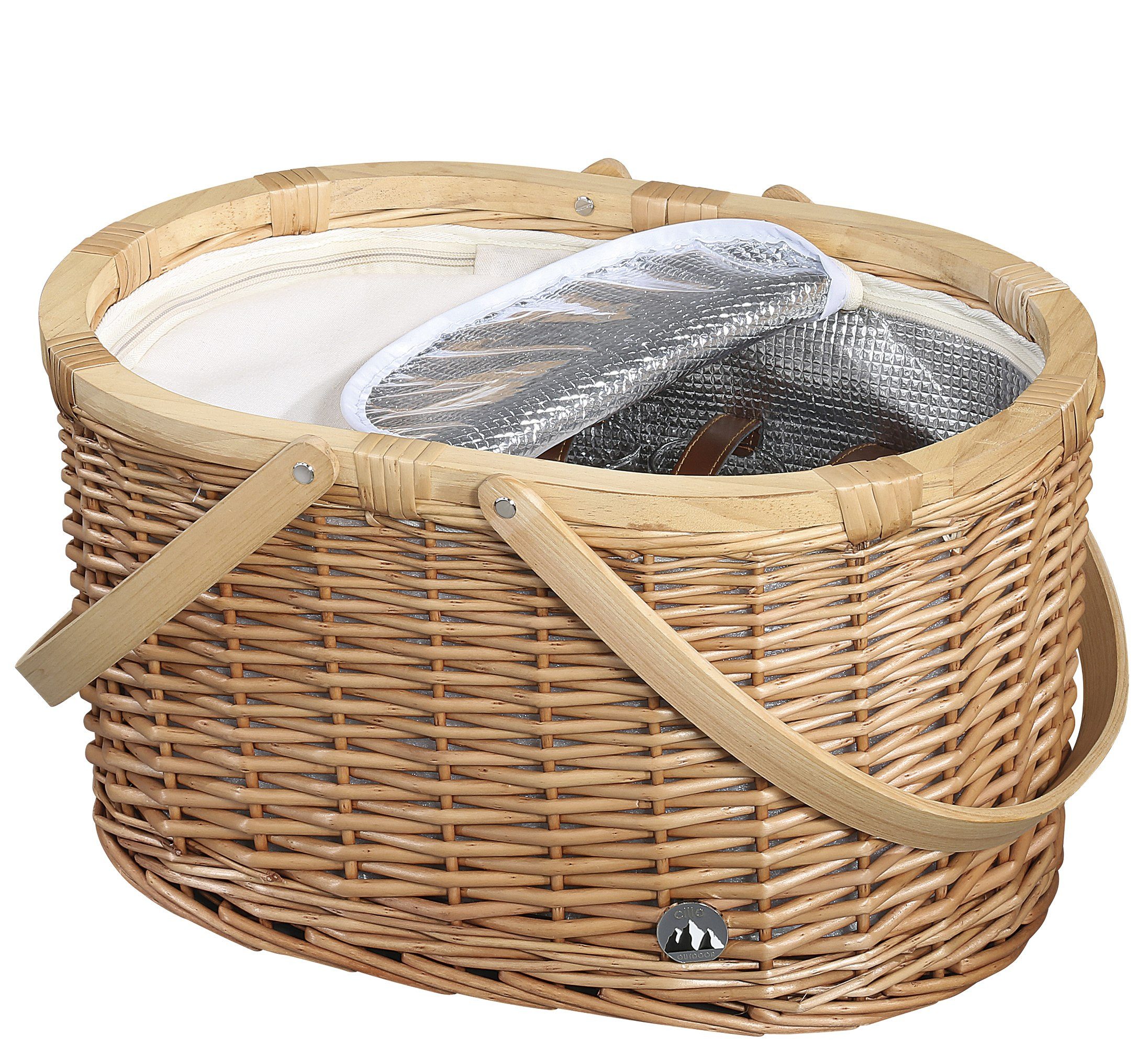 Cilio Picknickkorb Picknickkorb für 4 Personen Kühlfach Teller Gläser Besteck Cilio