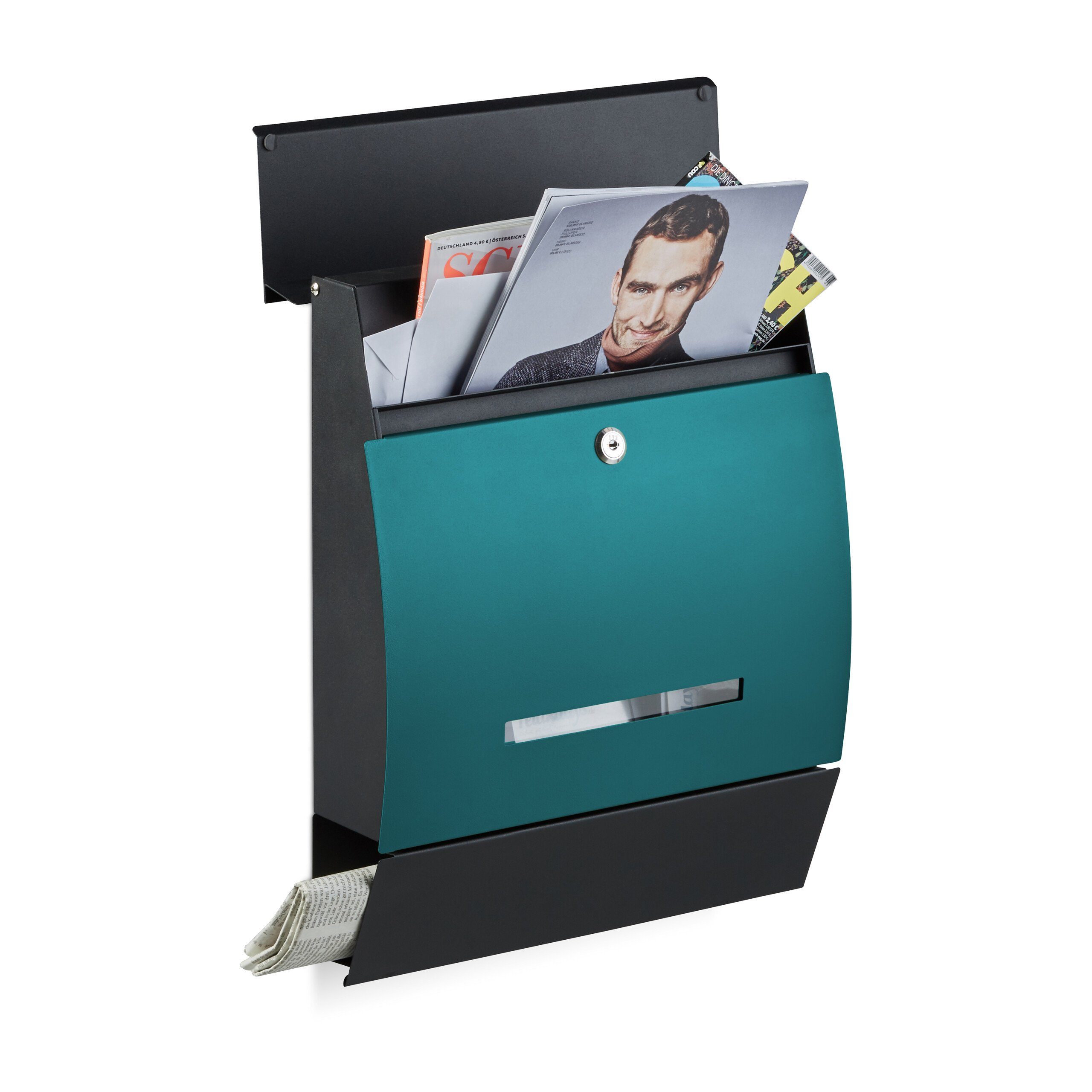 relaxdays Briefkasten Design Briefkasten mit Zeitungsfach, günstig online kaufen