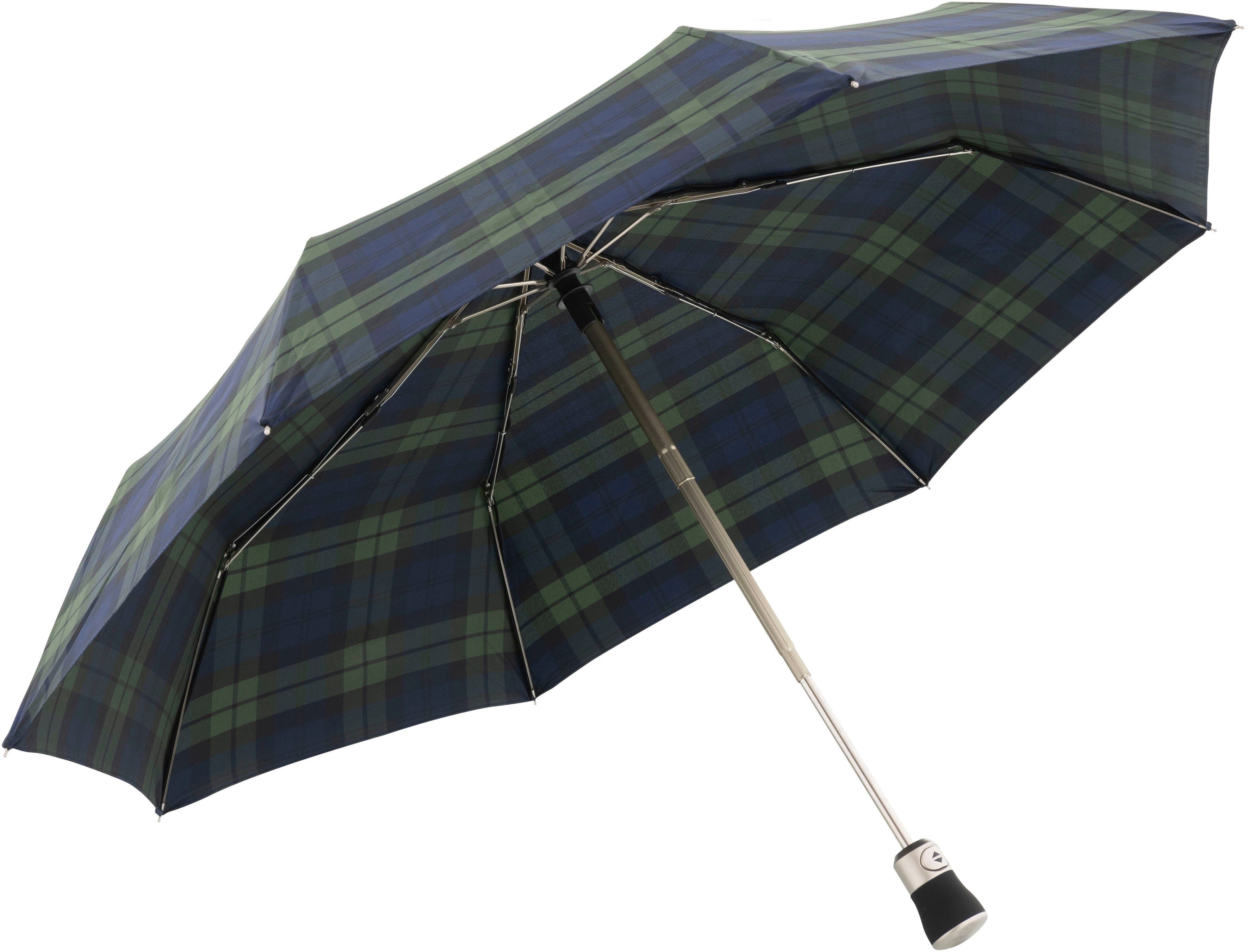 Europe Taschenregenschirm in doppler MANUFAKTUR Classic, grün/blau, karo Made