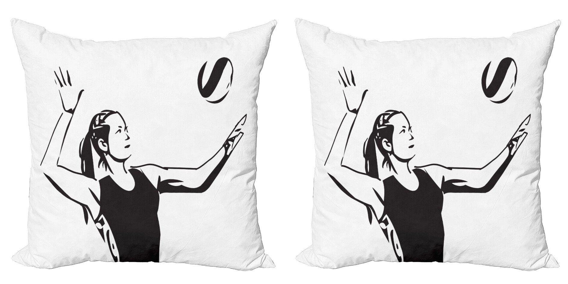 Kissenbezüge Modern Accent Doppelseitiger Up (2 Close Abakuhaus Volleyball Portrait Stück), Lady Digitaldruck