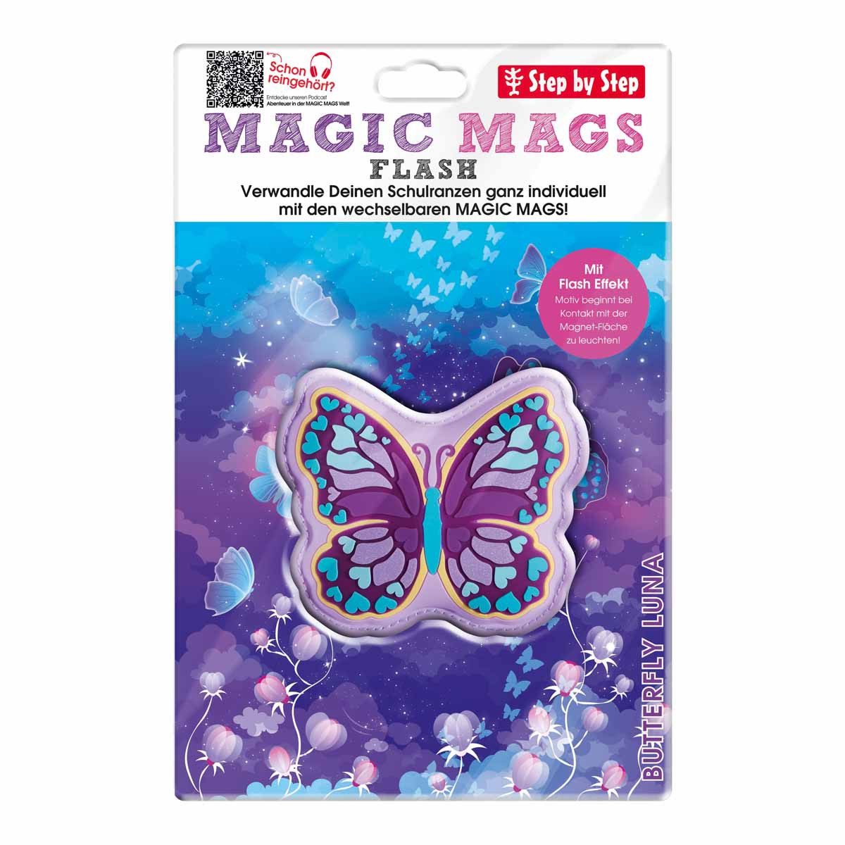 Step by Step Schulranzen MAGIC MAGS FLASH Butterfly Luna 1-teilig (1 Stück), Leuchtmotiv, Glücksbringer