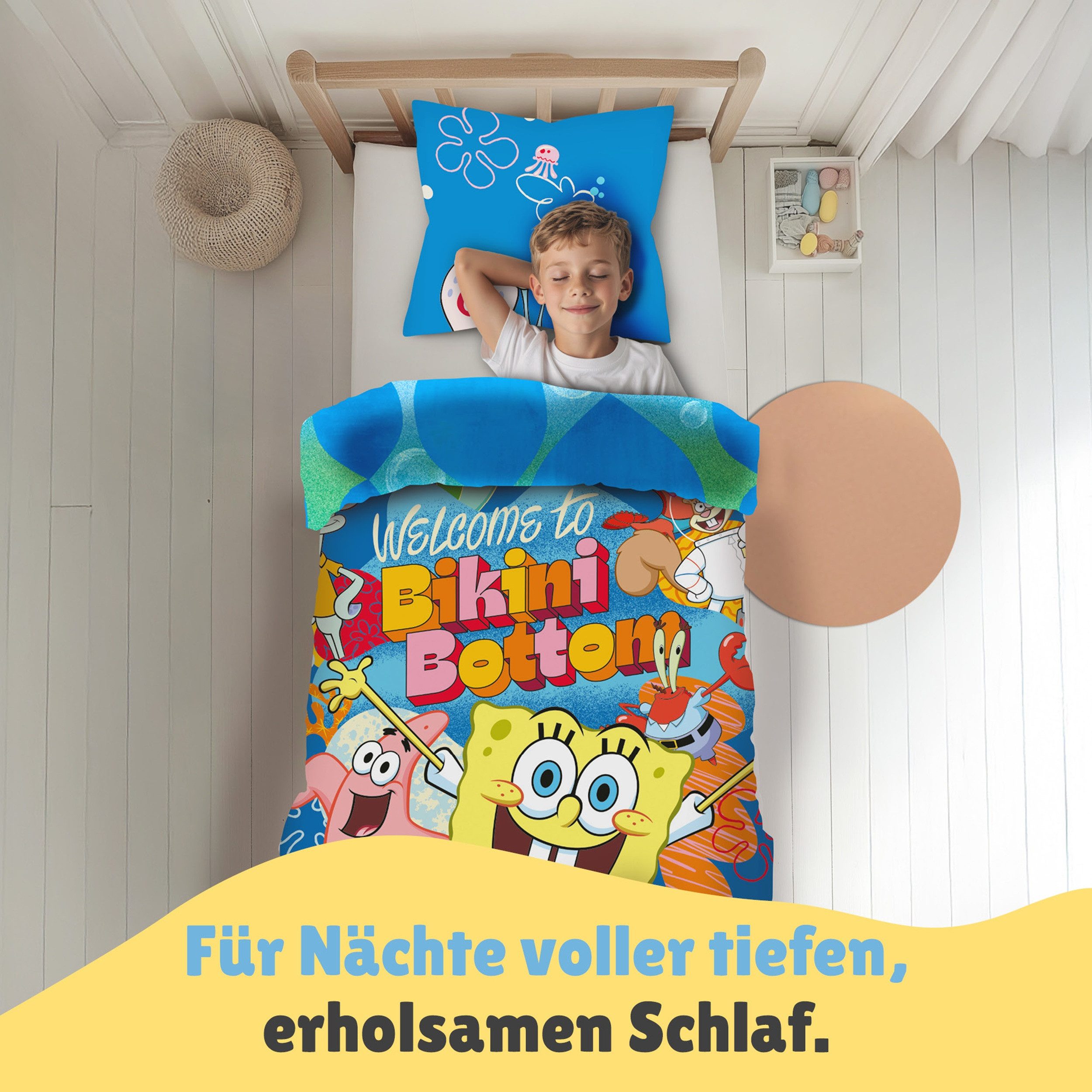 Familando Kinderbettwäsche Spongebob Bettwäsche Set 2-teilig 135x200 80x80 günstig online kaufen