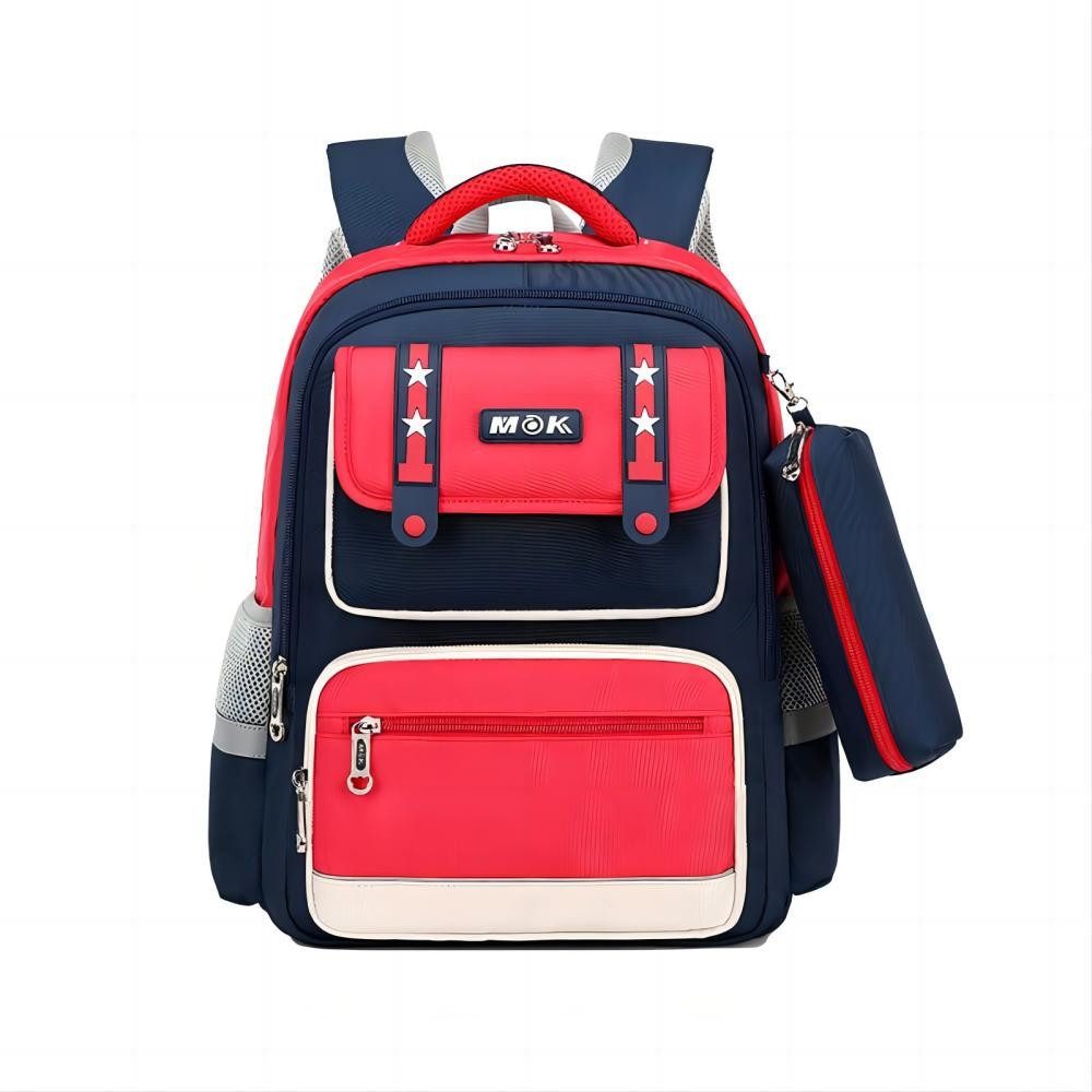 AURIVION Schulrucksack Schulrucksack geräumig wasserabweisend atmungsaktive Schulterträger (Set, 2-tlg., Lieferumfang: 1 x ergonomischer Schulrucksack für Kinder & Jugendliche), Geräumige Innenaufteilung für Schulutensilien