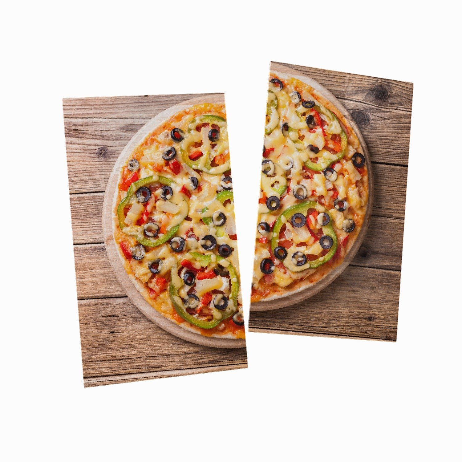 Wallario Herd-Abdeckplatte Italienische Pizza mit inkl. Noppen), Käse, Paprika Oliven. (Glasplatte, ESG-Sicherheitsglas, Größen 2 und verschiedene Peperoni, 5mm tlg