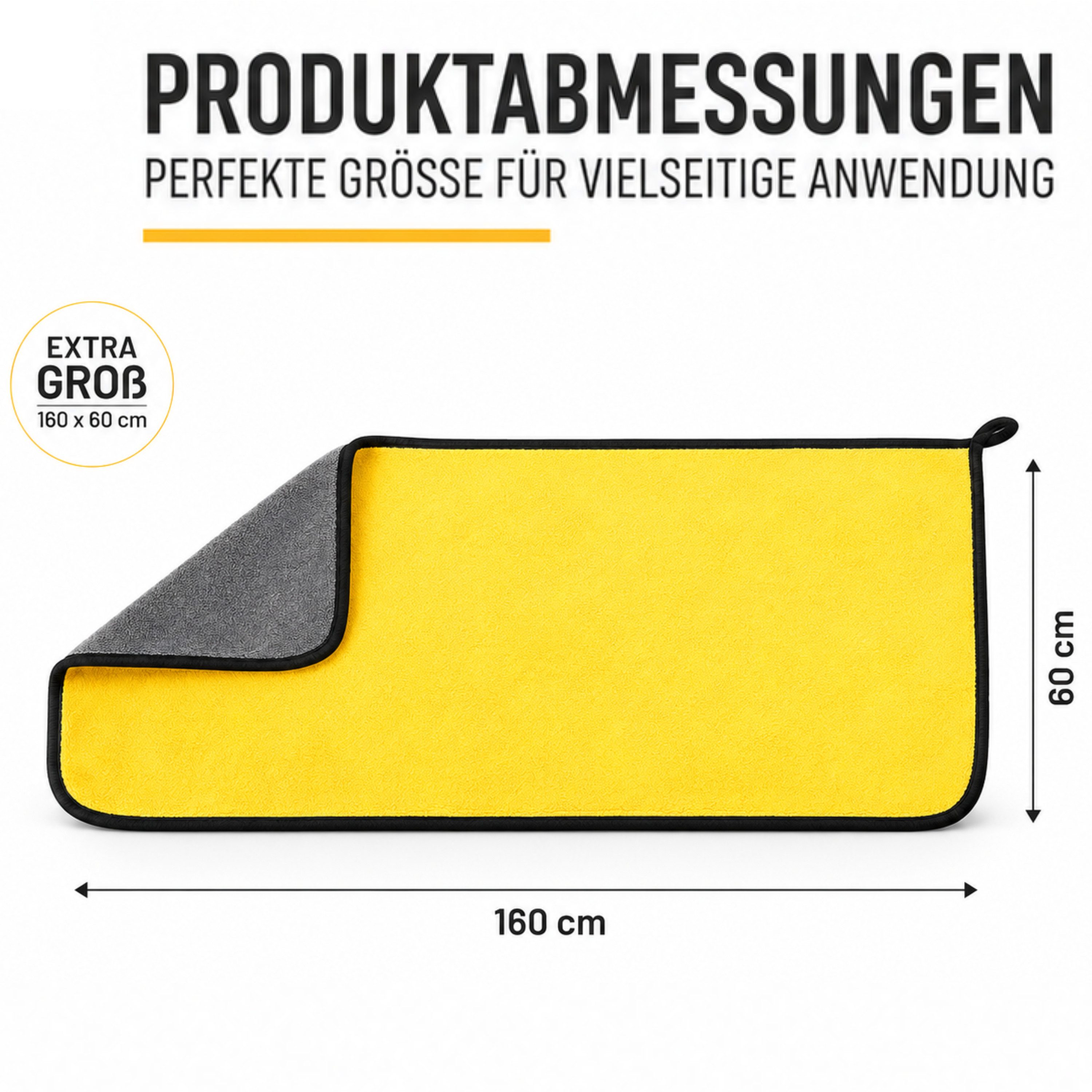 StellarLuma Mikrofasertuch Auto XXL extra saugstark 60x160 cm Reinigungstuch KFZ Mikrofasertuch (Universell & vielseitig einsetzbar, Großes XXL Mikrofasertuch f – Bild 4 von 5