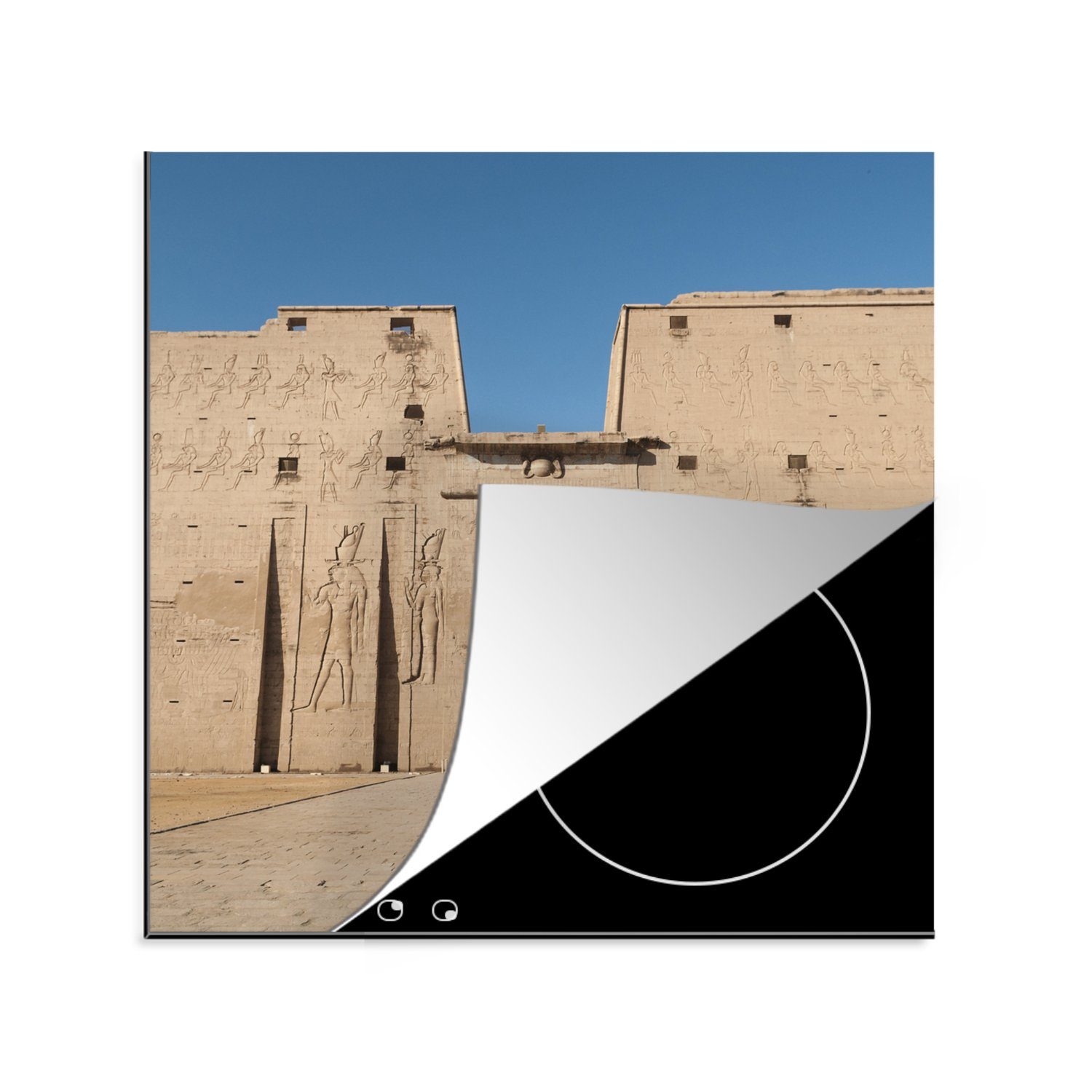 Ägypten, küche (1 Ceranfeldabdeckung, des für tlg), cm, MuchoWow Herdblende-/Abdeckplatte Eingangstor 78x78 Vinyl, Arbeitsplatte Horus-Tempels in