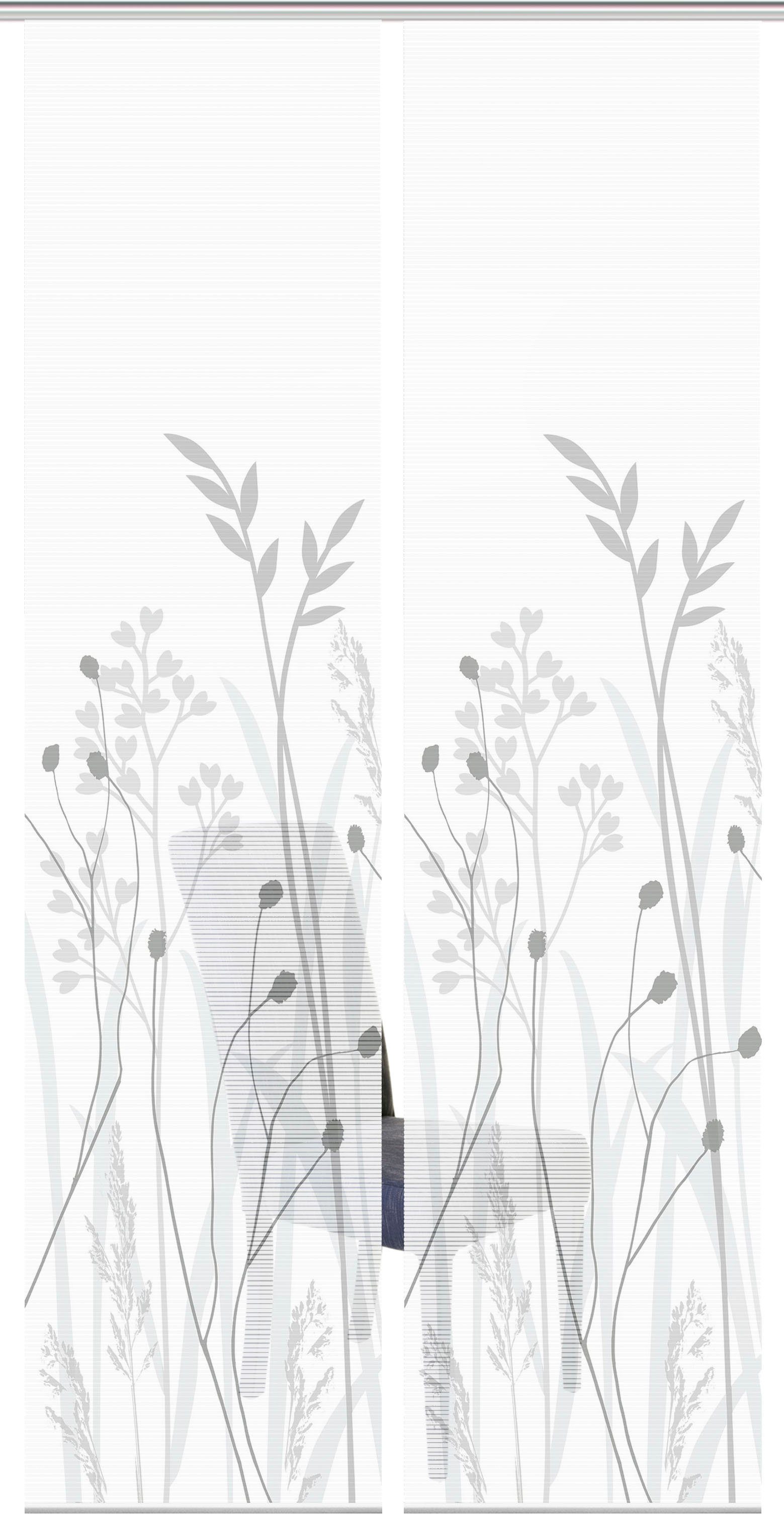 Schiebegardine GRASIL 2er bedruckt Vision Bambus-Optik, Paneelwagen blickdicht, SET, (2 S, Digital St)