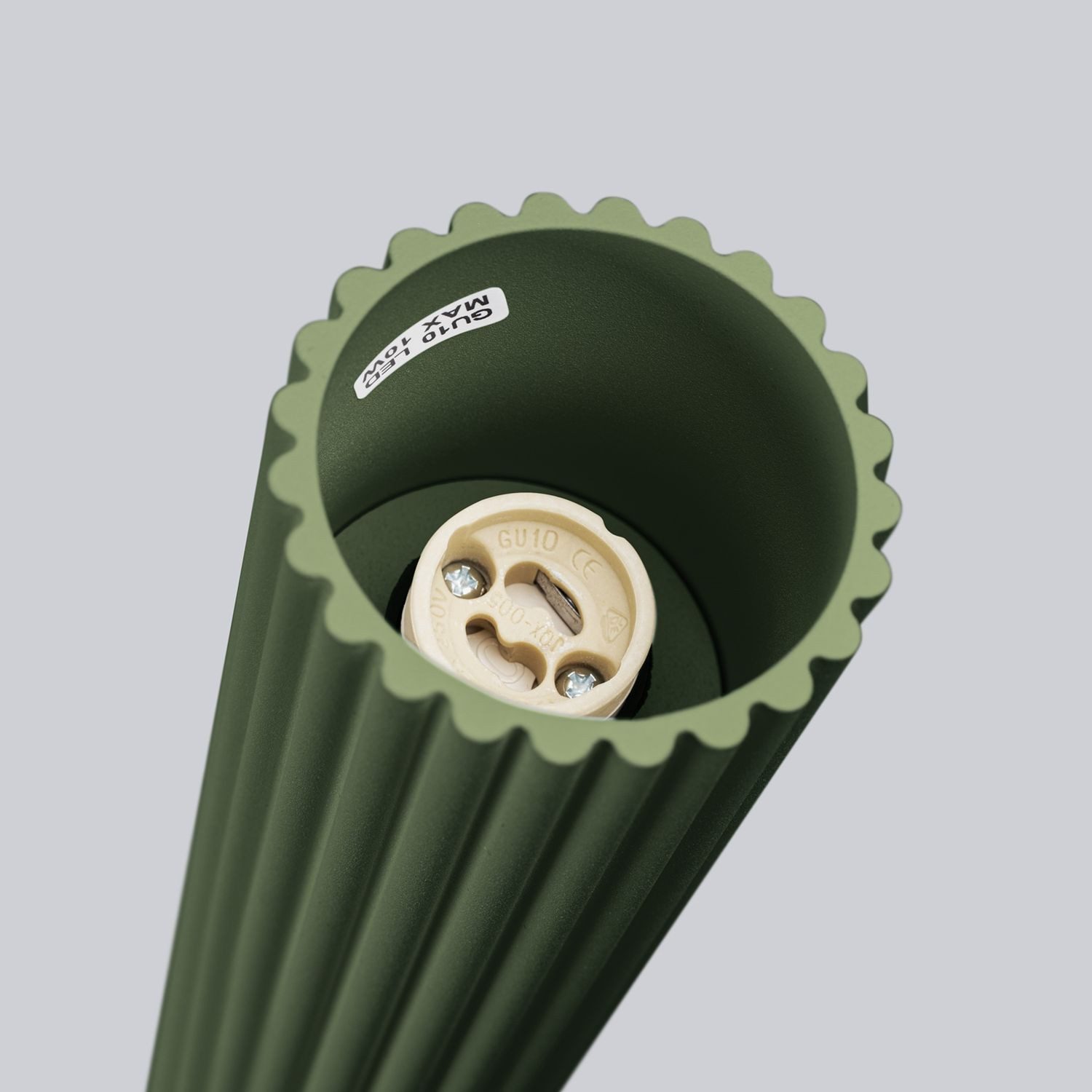 Licht-Erlebnisse Deckenleuchte BERTA, ohne Leuchtmittel, Aluminium rund Ø 6,5 cm Aufputz Olivgrün GU10 Modern Downlight