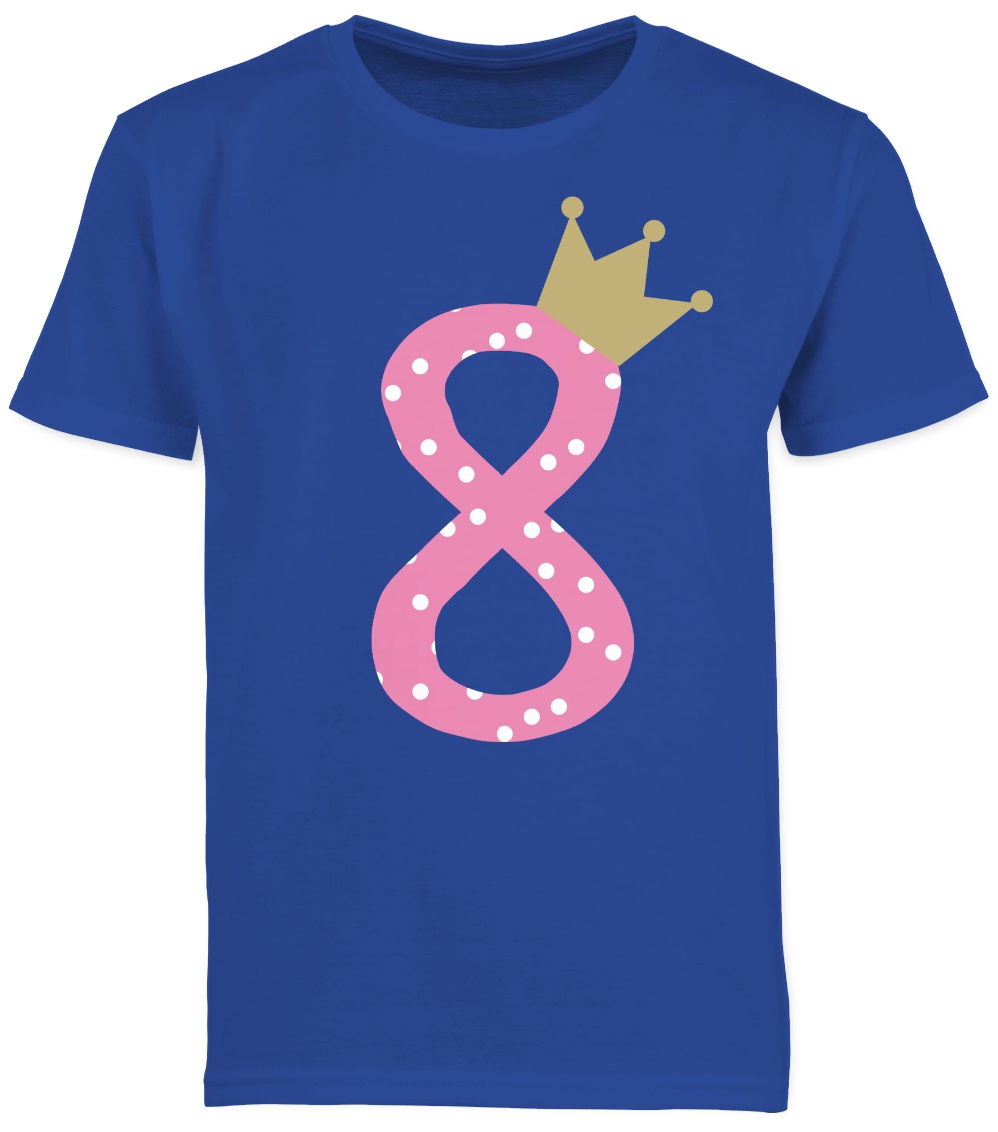 Shirtracer T-Shirt Acht Krone Mädchen Achter 8. Geburtstag 3 Royalblau