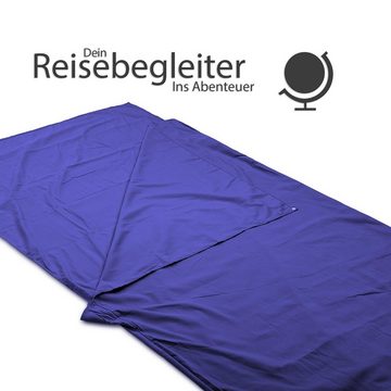 EAZY CASE Deckenschlafsack Schlafsack Mikrofaser Inlett, Camping Reiseschlafsack für Handgepäck Roadtrip Dünn Schlafsack Blau