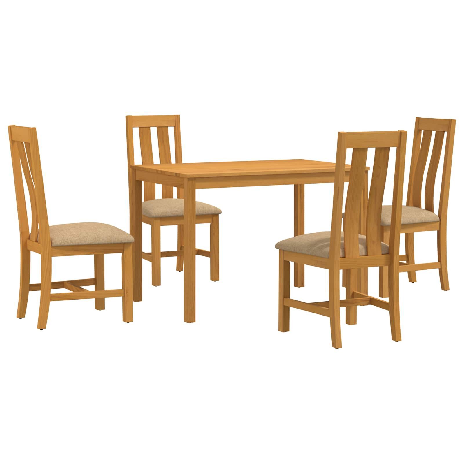 vidaXL Gartenlounge-Set Essgruppe 5 stk. Beige Massivholz Eiche, (5-tlg)