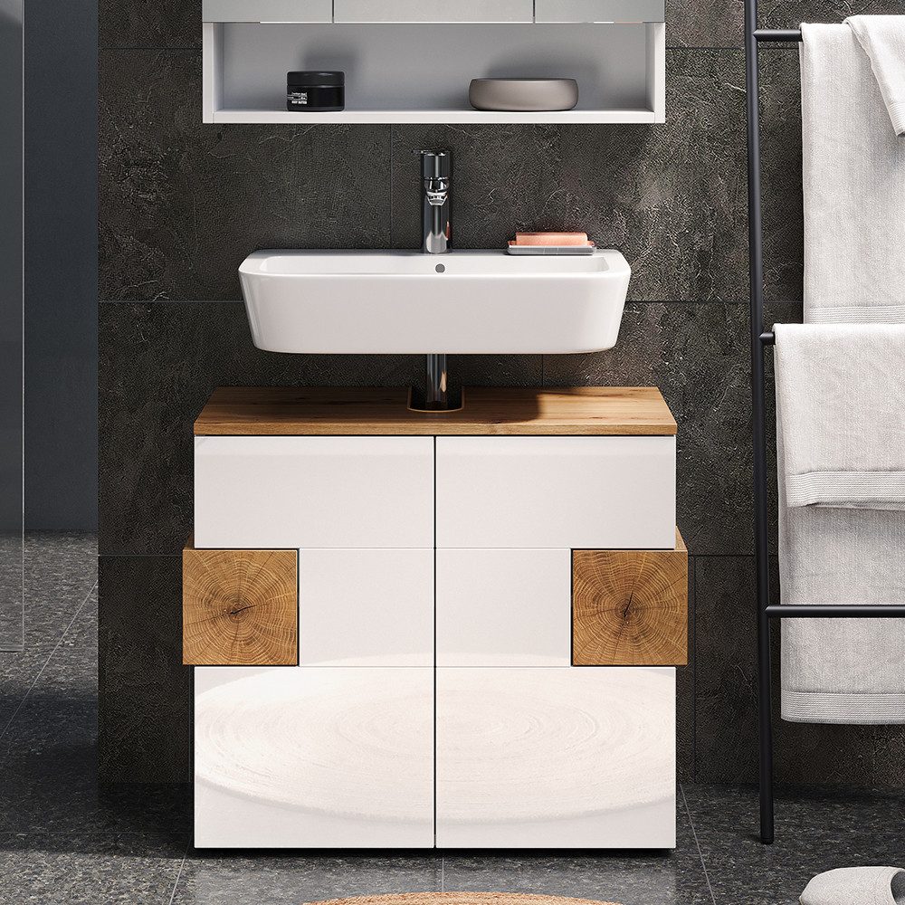 Vicco Waschbeckenunterschrank Eden, Weiß Hochglanz/Artisan-Eiche, 73.1 x 64 cm (1-St)