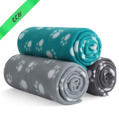 Wohndecke eco-line Tierdecken Fleece ca. 70x100, wometo, 3 Stück, farbig sortiert, aus 100% recycelten Materialien