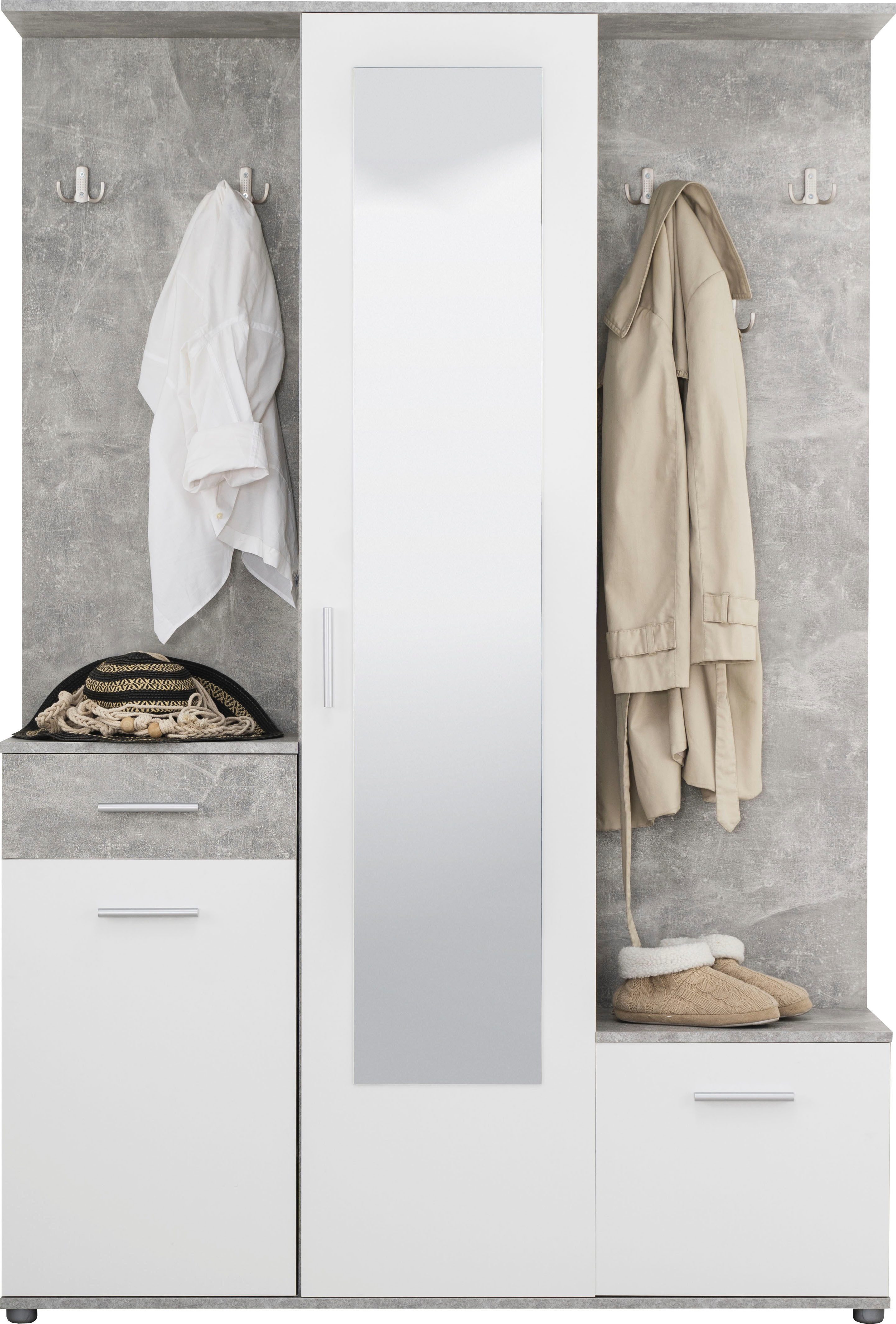 OTTO home Kompaktgarderobe Martin Flurgarderobe, Dielenschrank, Flurmöbel, Breite 134 cm Schuhschrank, mit Spiegel, in modernen Farben, mit 10 Haken – Bild 5 von 5