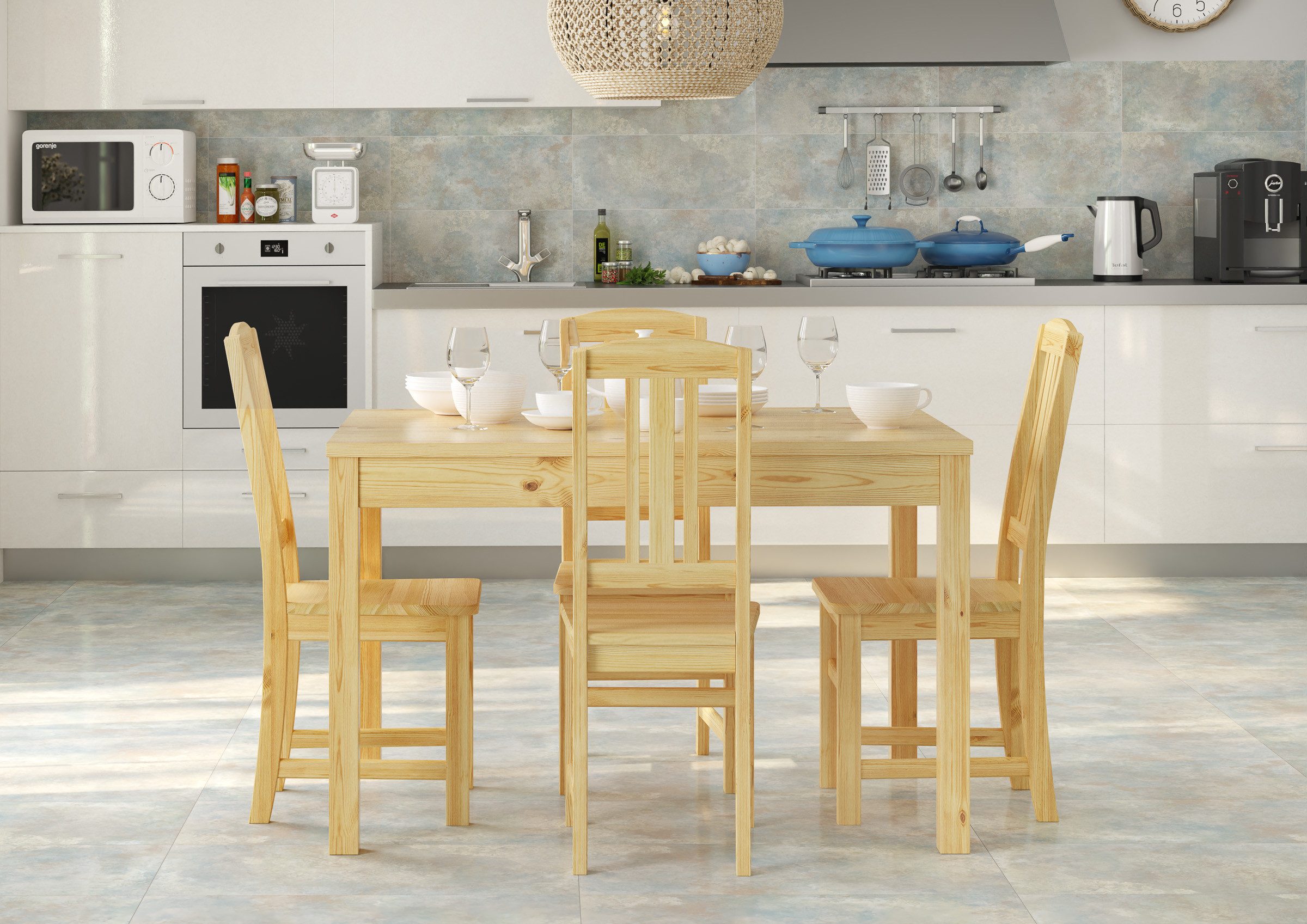 ERST-HOLZ Esszimmerstuhl Doppelpack Klassischer Küchenstuhl Massivholz günstig online kaufen