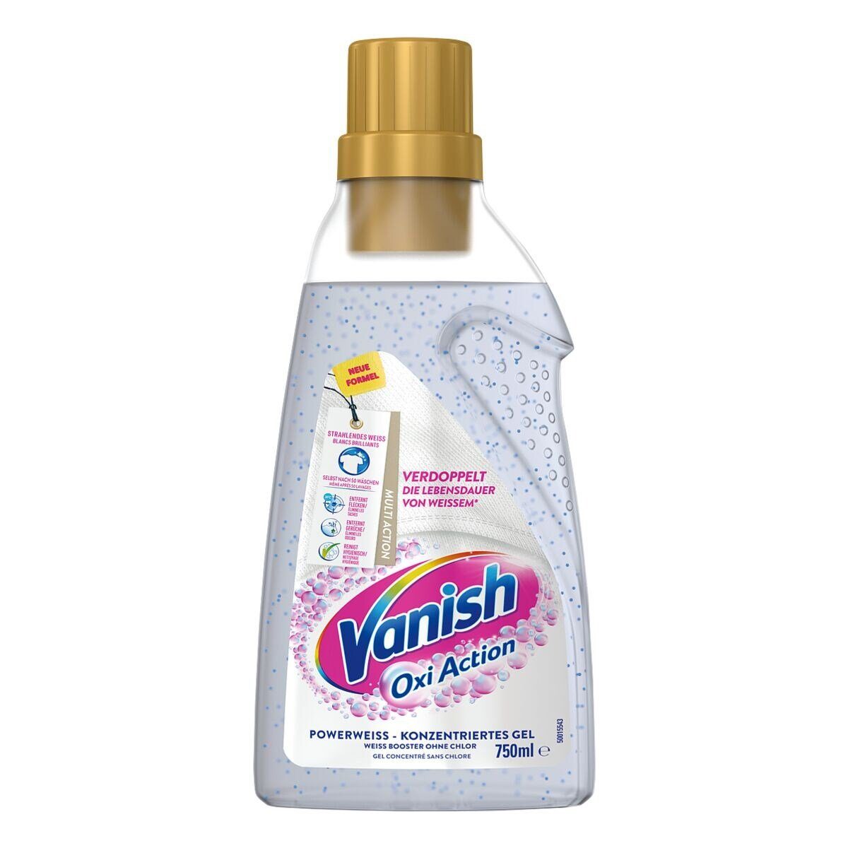 VANISH Oxi Action Gel Powerweiss Fleckentferner (ohne Chlor, für Weißwäsche, 750 ml)