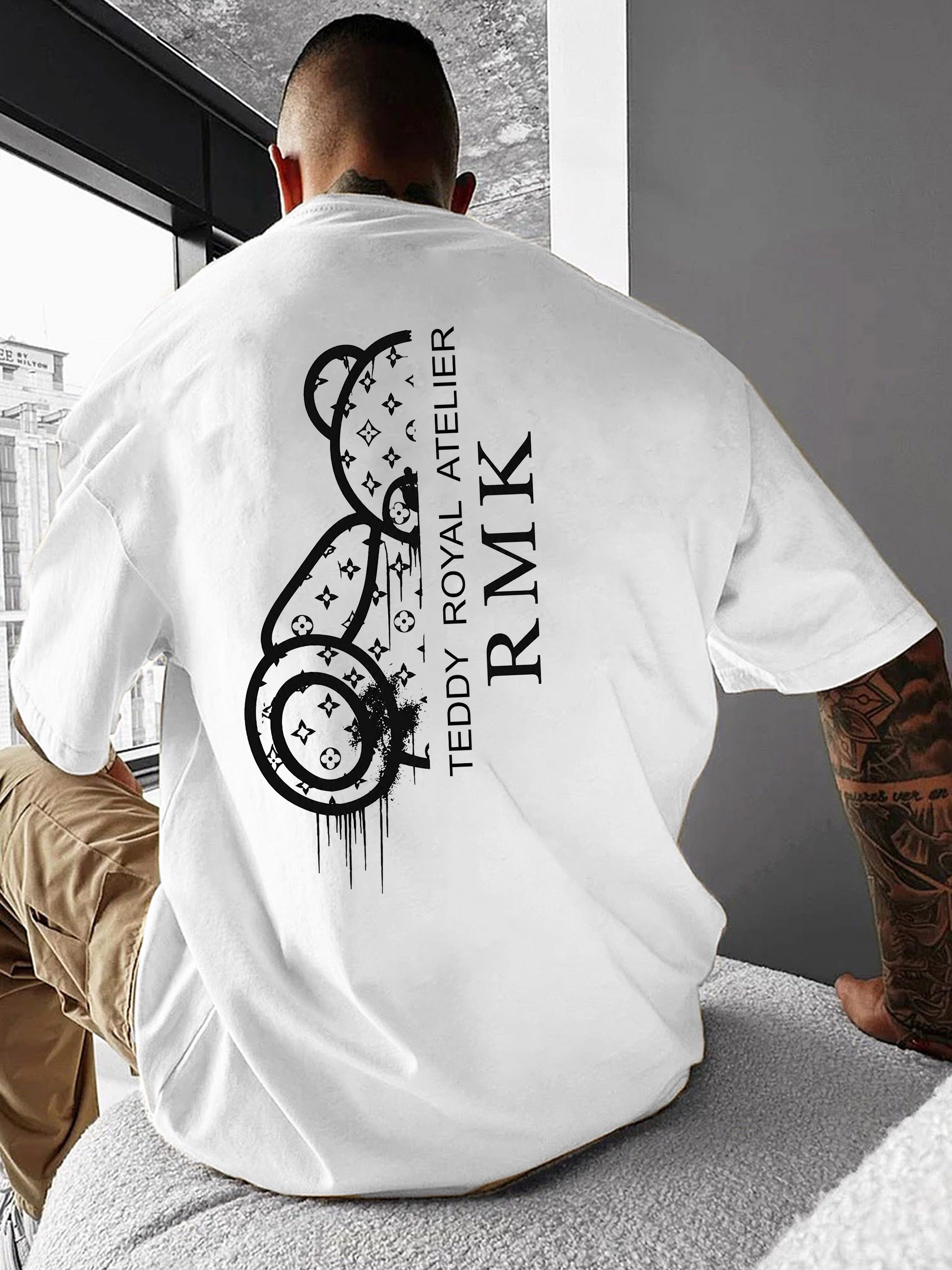 RMK T-Shirt Shirt Herren Shirt Basic Rundhals Teddybär Bär aus 100% Baumwolle