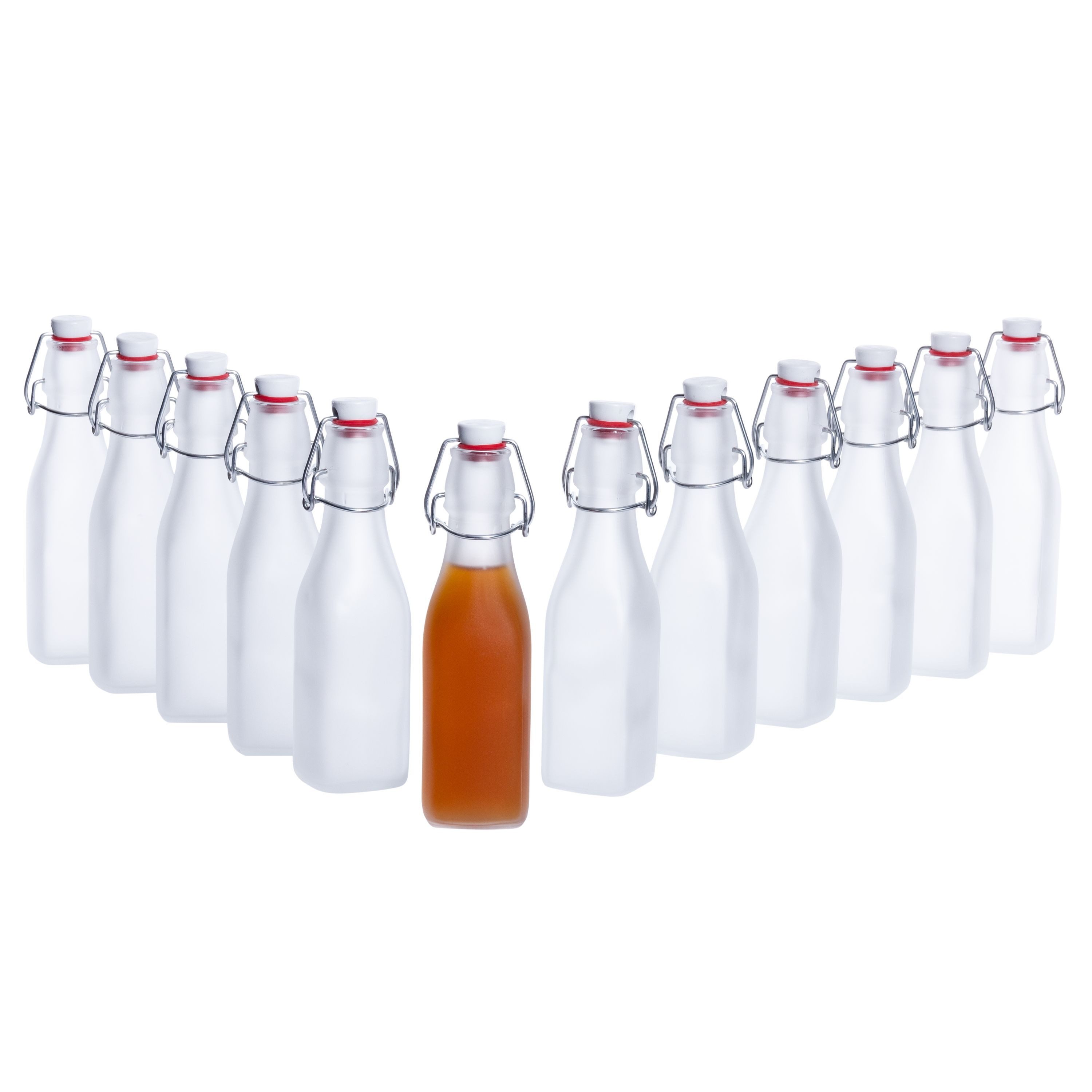 Bormioli Rocco Vorratsglas 12er-Set Vierkant-Bügelflaschen Swing 250ml Frozen-Gl
