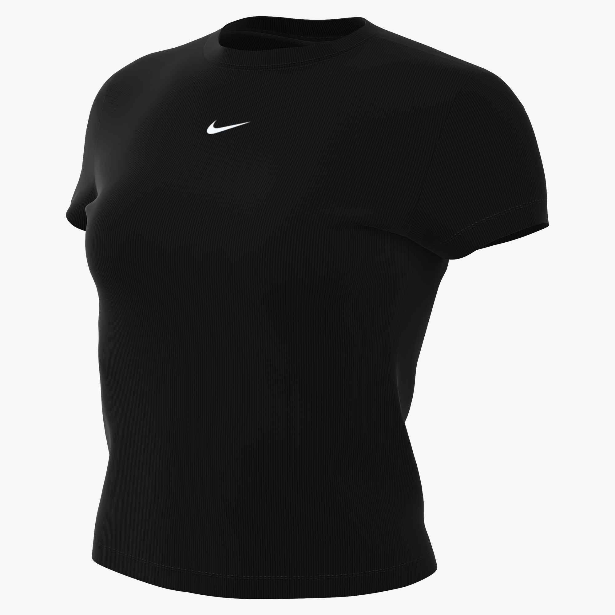 Nike Sportswear T-Shirt Nike Sportswear Women's Tight Ribbed Short-Sleeve T-Shirt mit Rundhalsausschnitt, kragenlos, Kurzarm, aus Feinripp-Material