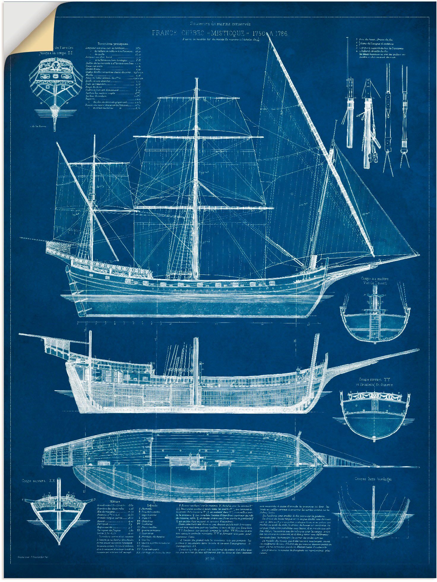 Artland Wandbild Entwurf Größen Antikes ein Wandaufkleber I, oder Schiffe & versch. Schiff St), Boote für in Alubild, Leinwandbild, (1 als Poster