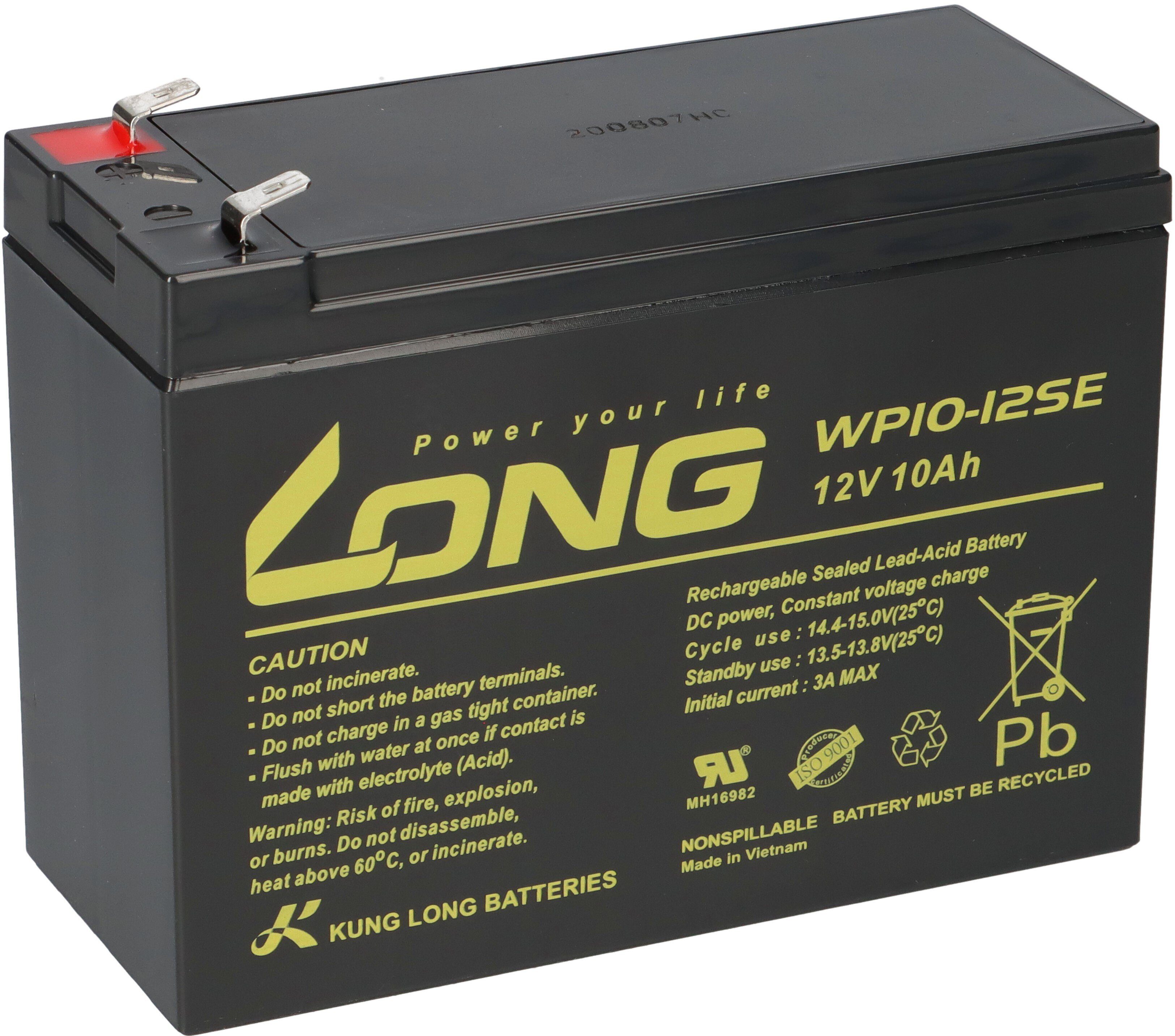 Kung Long Kung Long Akku 12V 10Ah Pb Batterie Bleigel WP10-12SE zyklenfest Bleiakkus