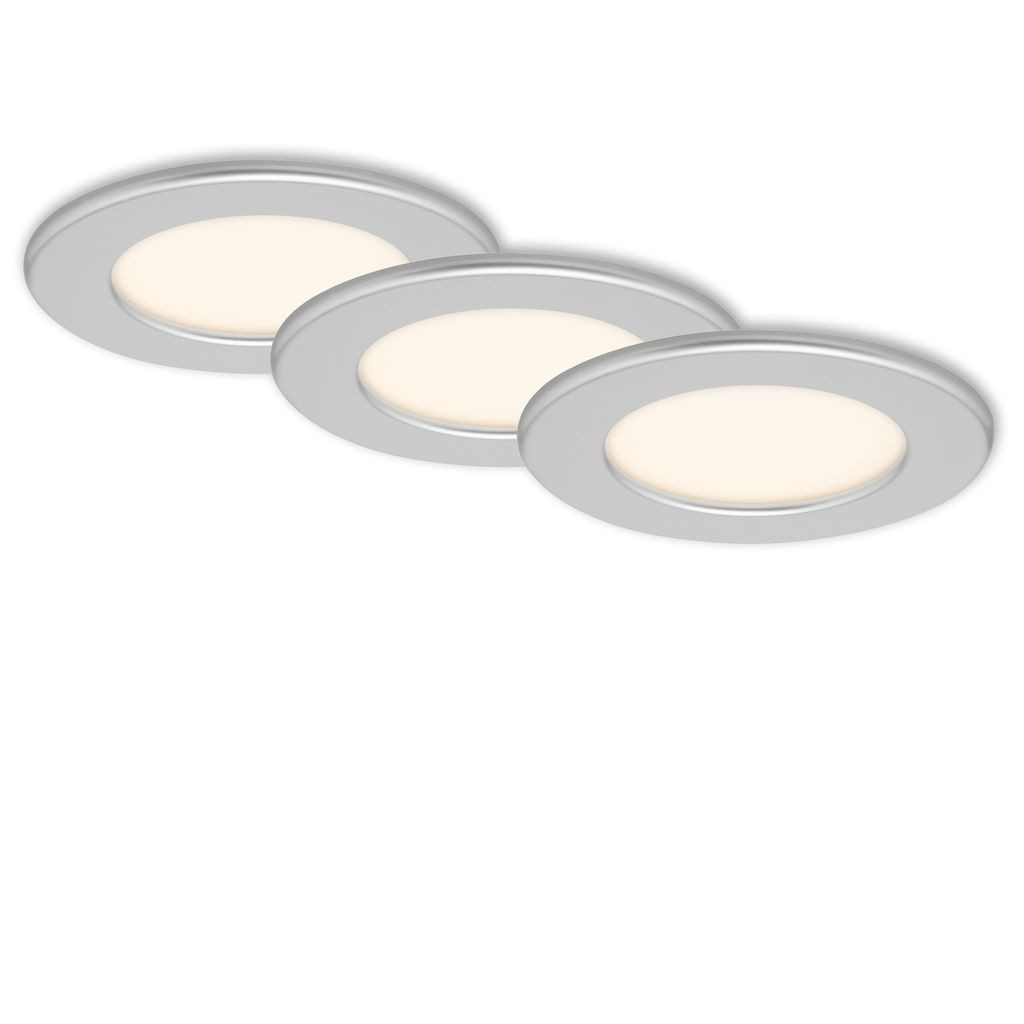 Briloner Leuchten LED Einbaustrahler 7053-034, LED fest integriert, 2700K - Extra-Warmweiß, Einbauleuchte 3er SET für Bad ultraflach IP44