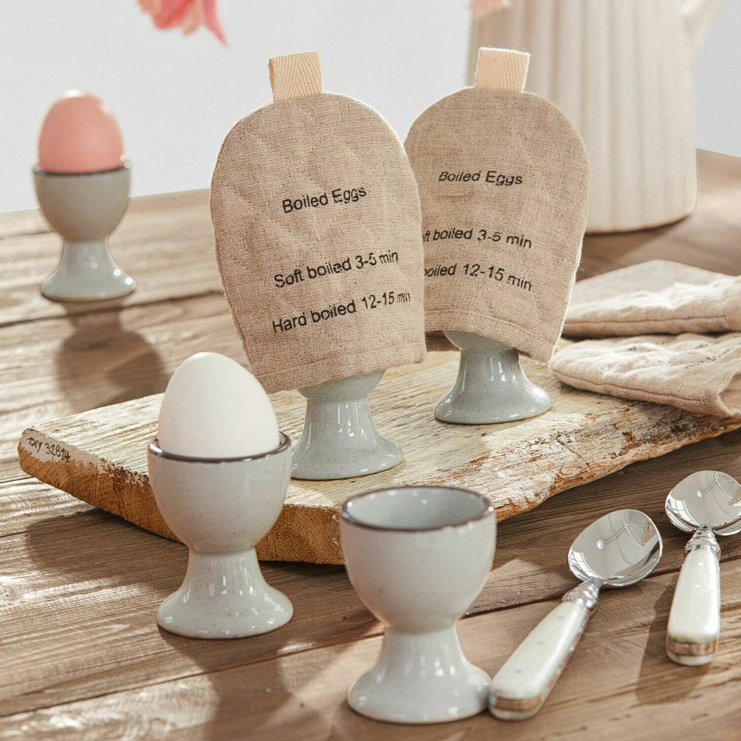 Mirabeau Geschirr-Set Eierbecher 6er Set Biarré grau, Steinzeug