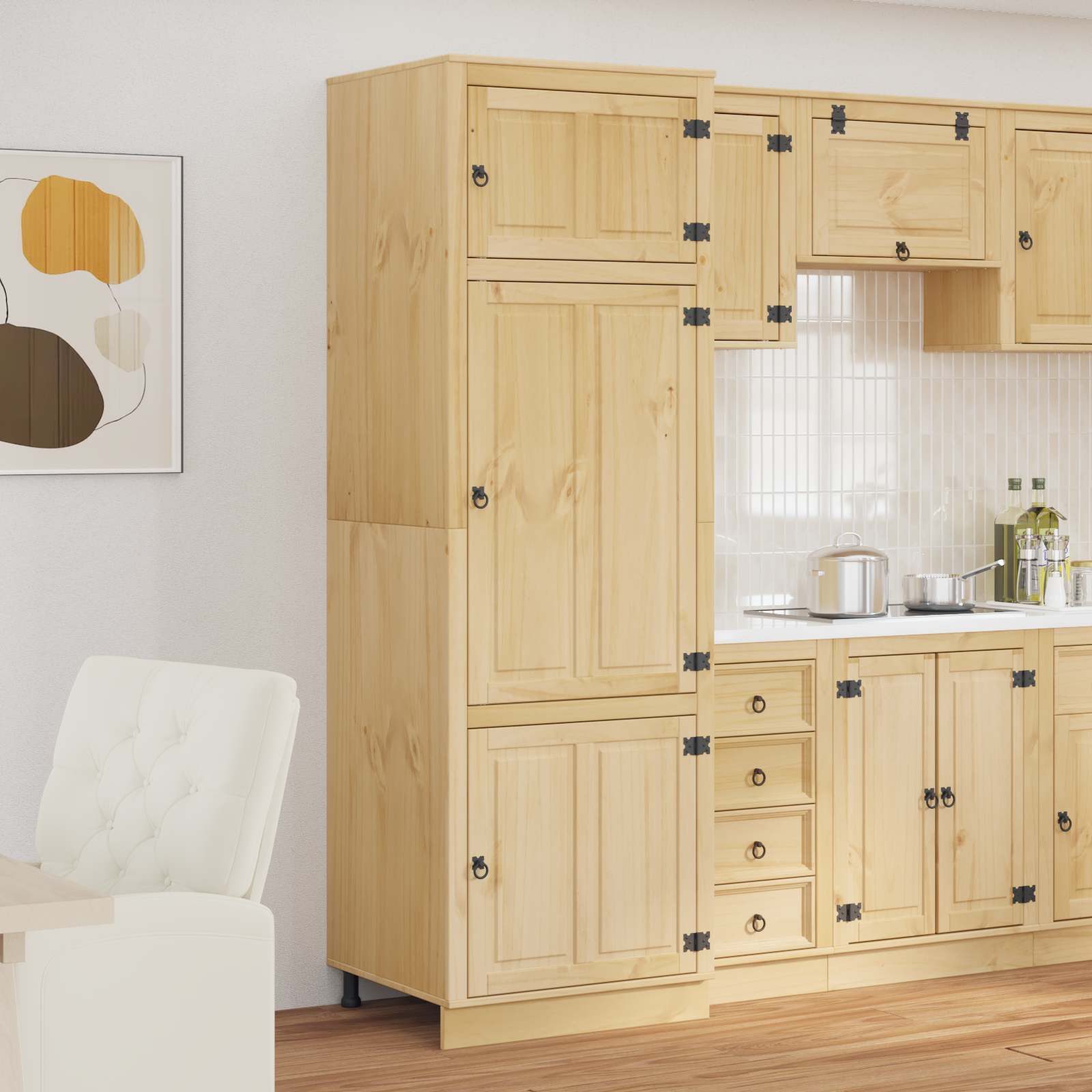 vidaXL Küchenzeile, Schrank mit Regal Honig 60 x 32 x 40 cm Massives Kiefernholz