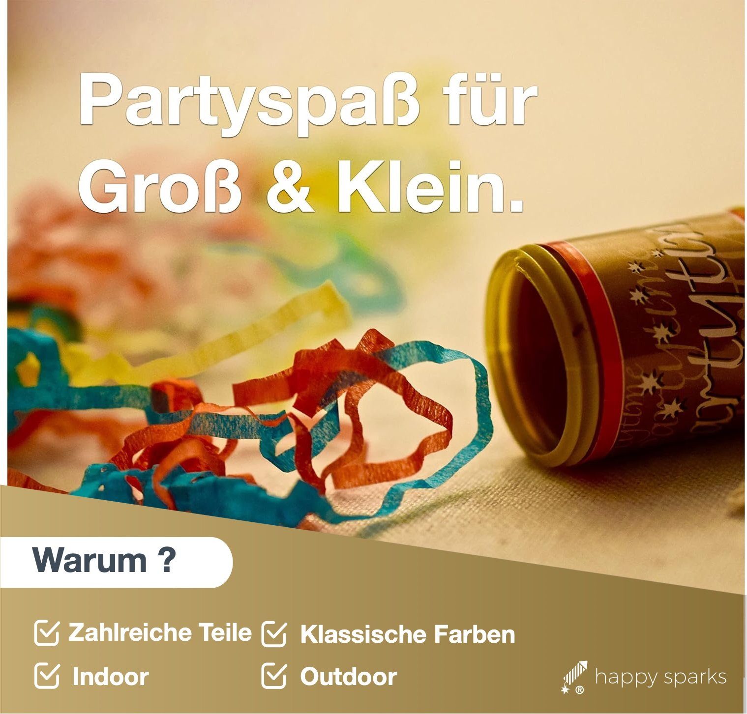 Party Partypopper Konfetti bunt Gruppe Tischfeuerwerk Schampus 20x TK Schampusknaller