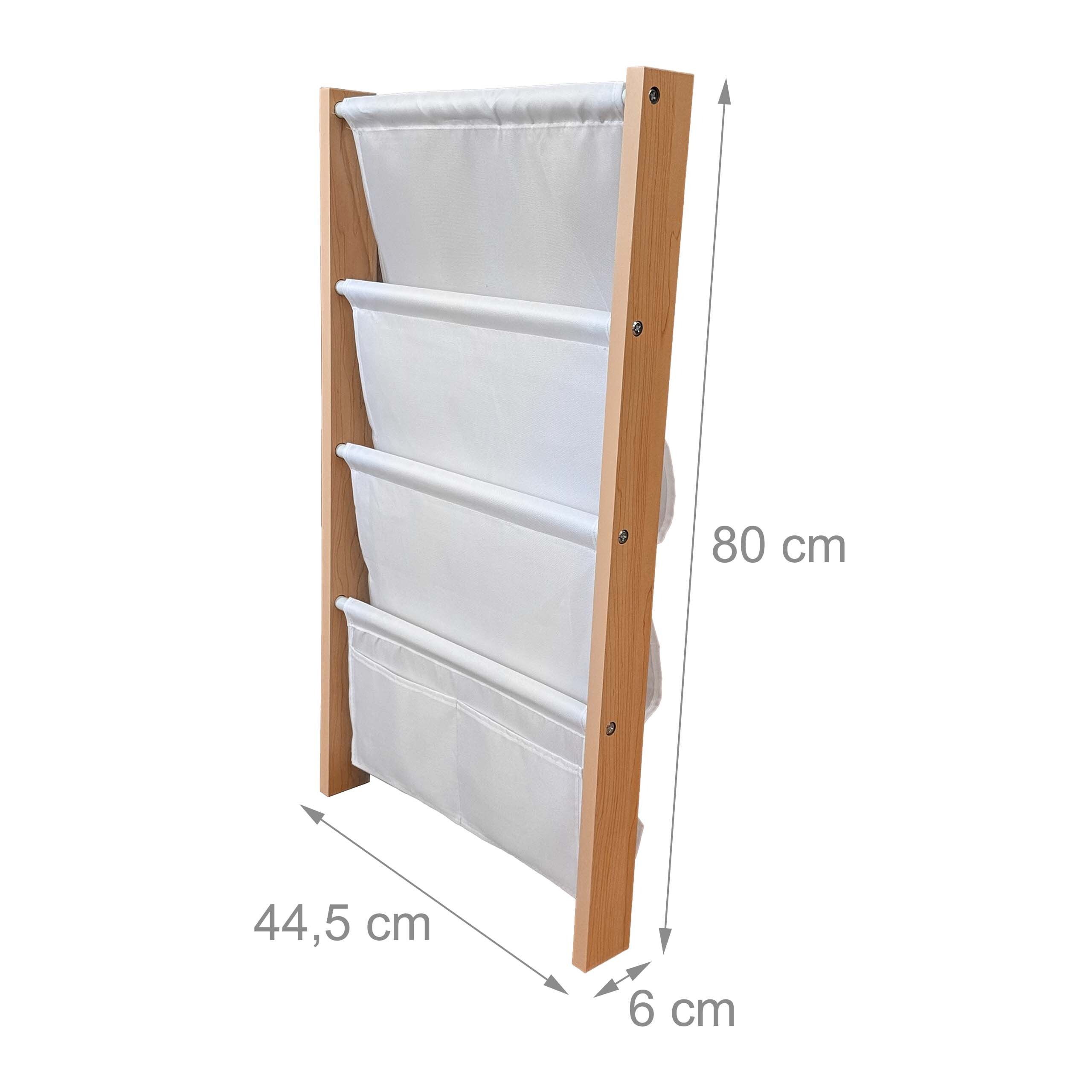 relaxdays Kinderregal Bücherregal Kinder mit Stofftaschen Wand, 5-tlg., 4 – Bild 4 von 5